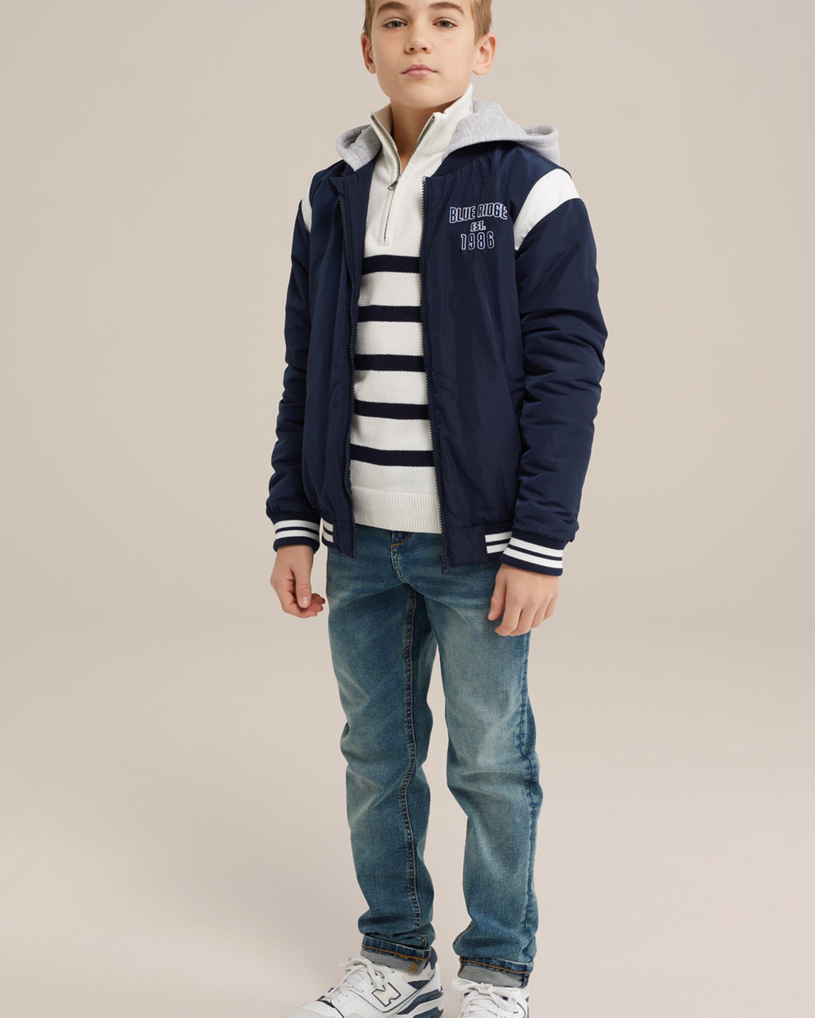 WE Fashion Átmeneti dzseki  sötétkék / fehér termék 2. képe