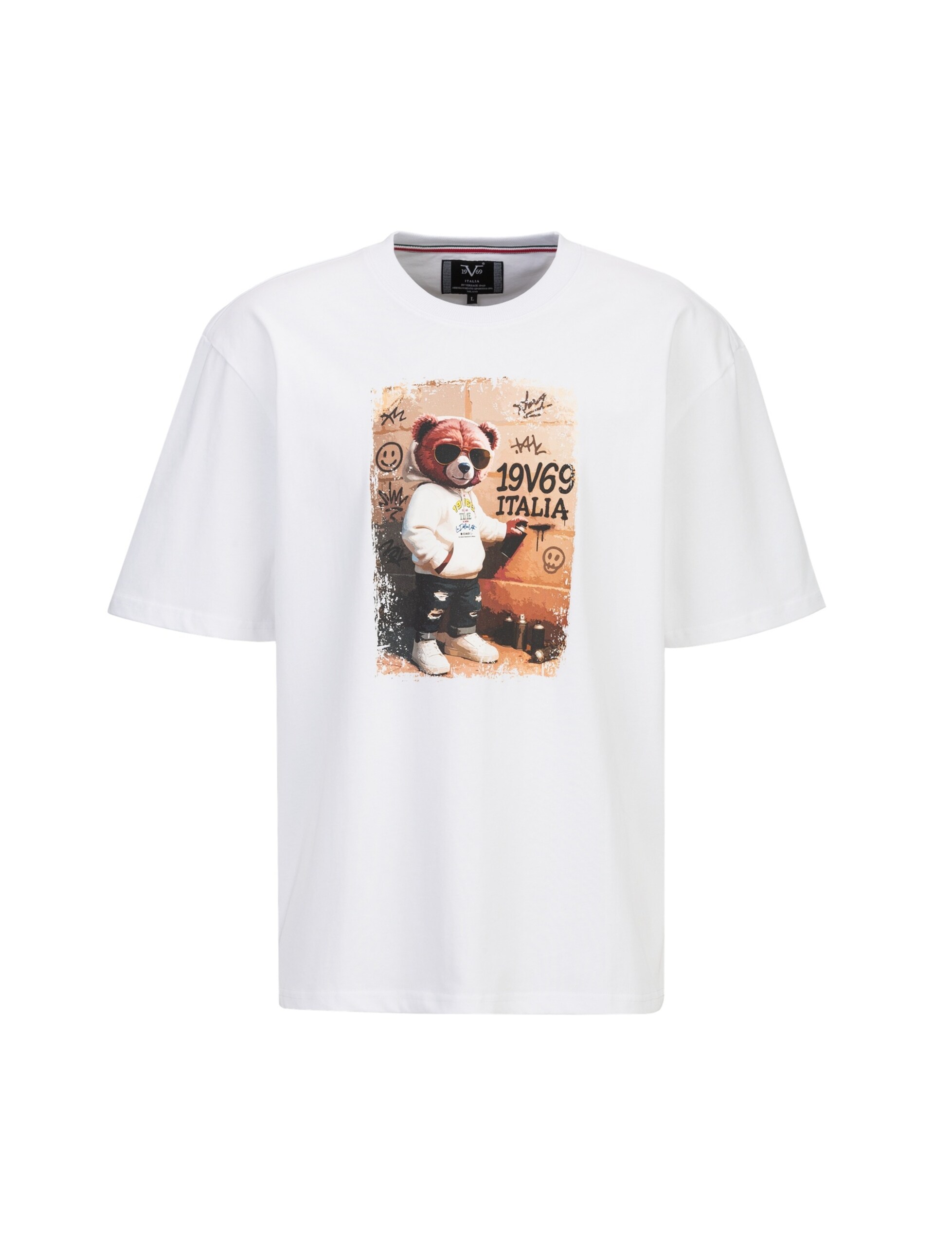19v69 Italia T-shirt 'Tamaro' kräm / cappuccino / svart herr