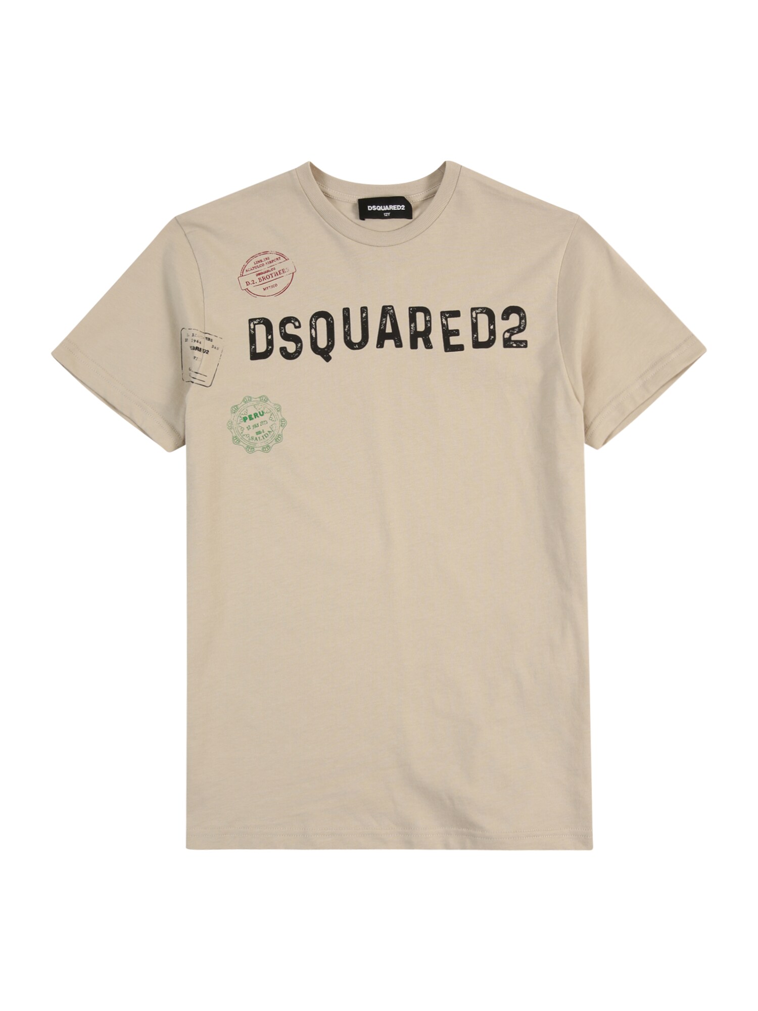 DSQUARED2 Tričko  sivobéžová / zelená / tmavočervená / čierna