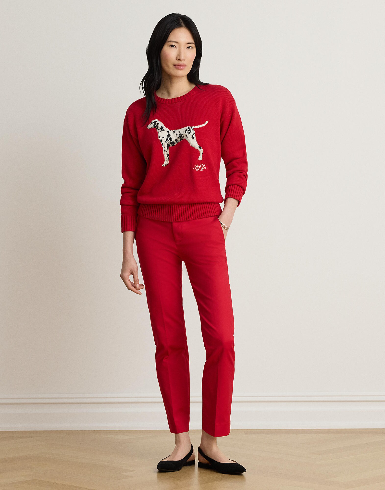 Lauren Ralph Lauren Jersey  taupe / rojo / negro / blanco lana – imagen 4
