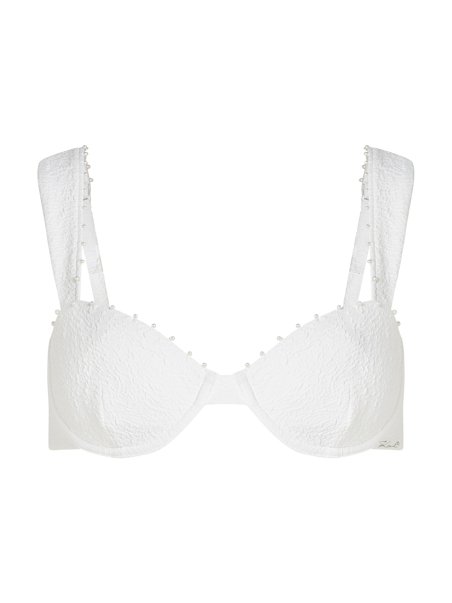 Karl Lagerfeld Bikinový top ' Strukturiertes Bikini-Top Perlen und Bügeln '  krémová