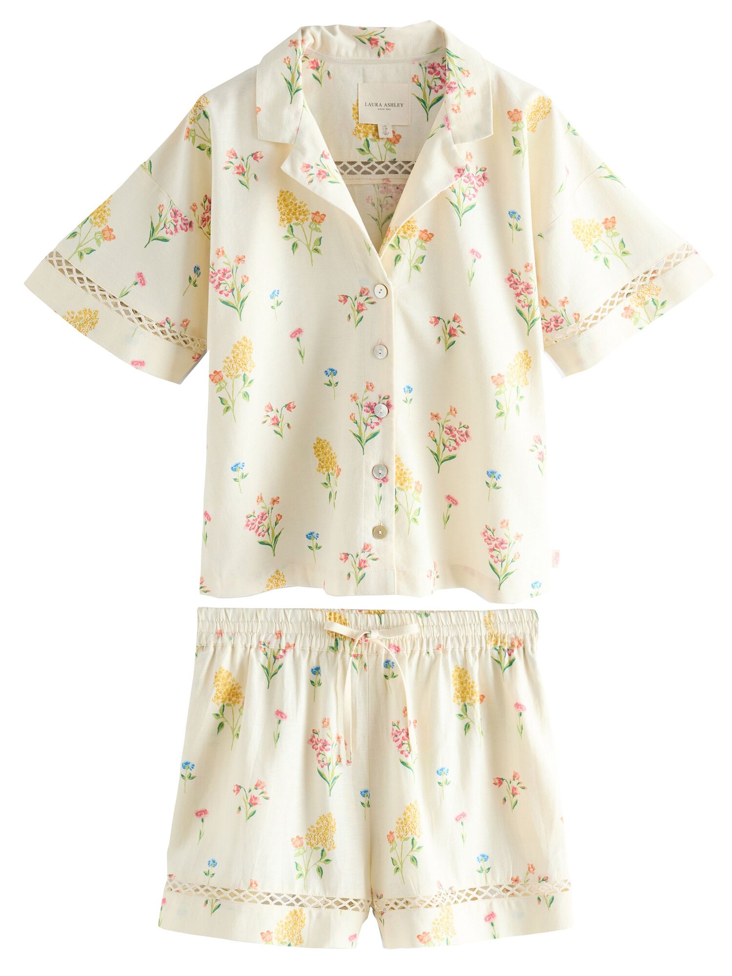 LAURA ASHLEY Pantaloni scurți  ecru / verde / portocaliu / roz