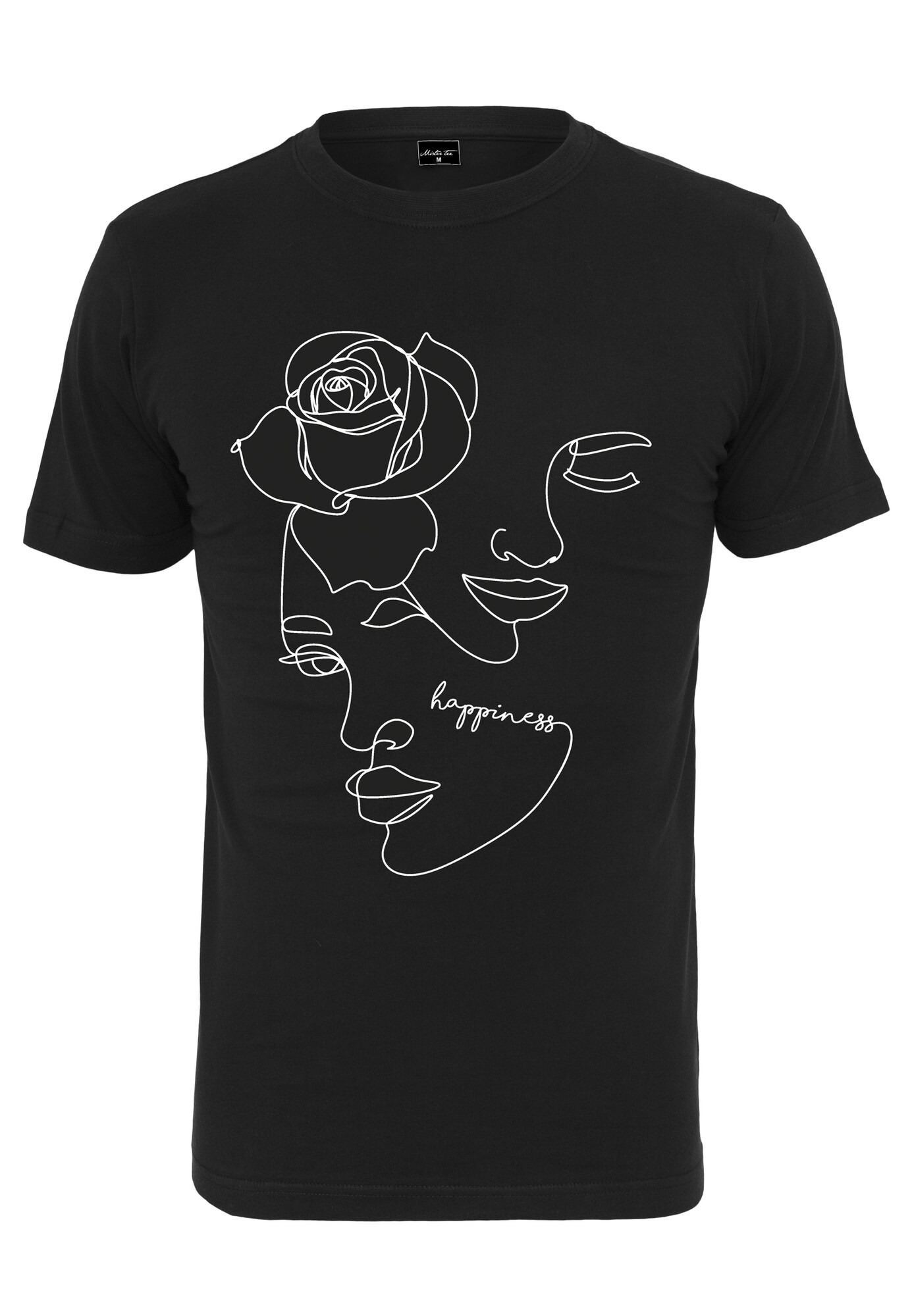 Merchcode Marškinėliai 'One Line Rose'  juoda / balta