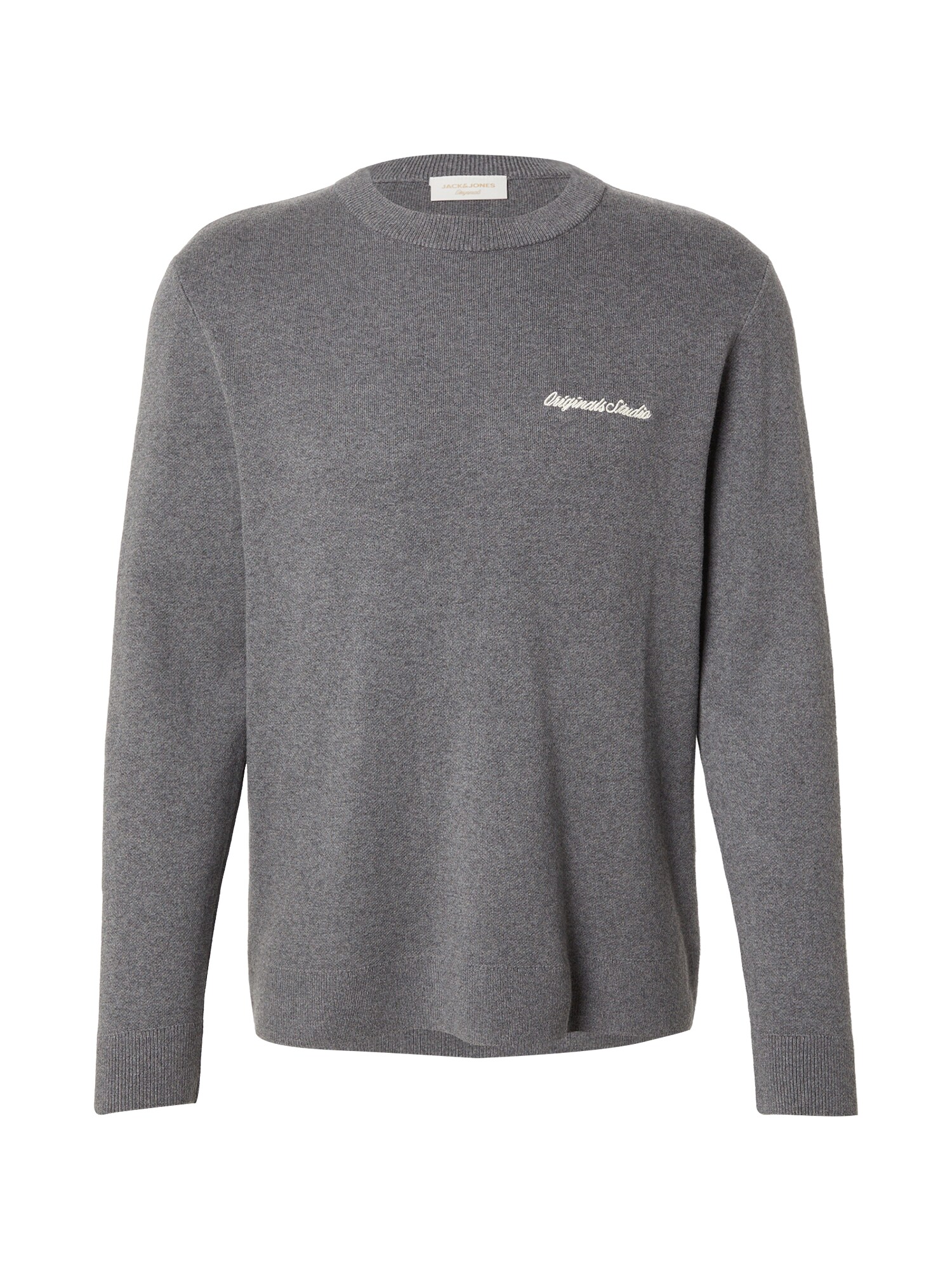 JACK & JONES Pulover JORNORREBRO  gri închis / alb