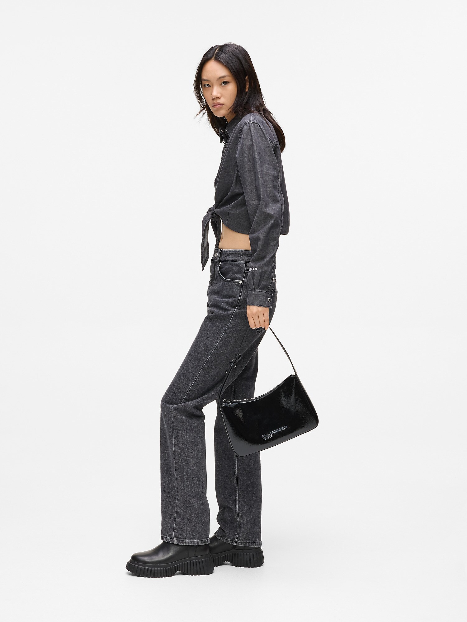 KARL LAGERFELD JEANS Kabelka na rameno čierna / strieborná (obrázok 5)