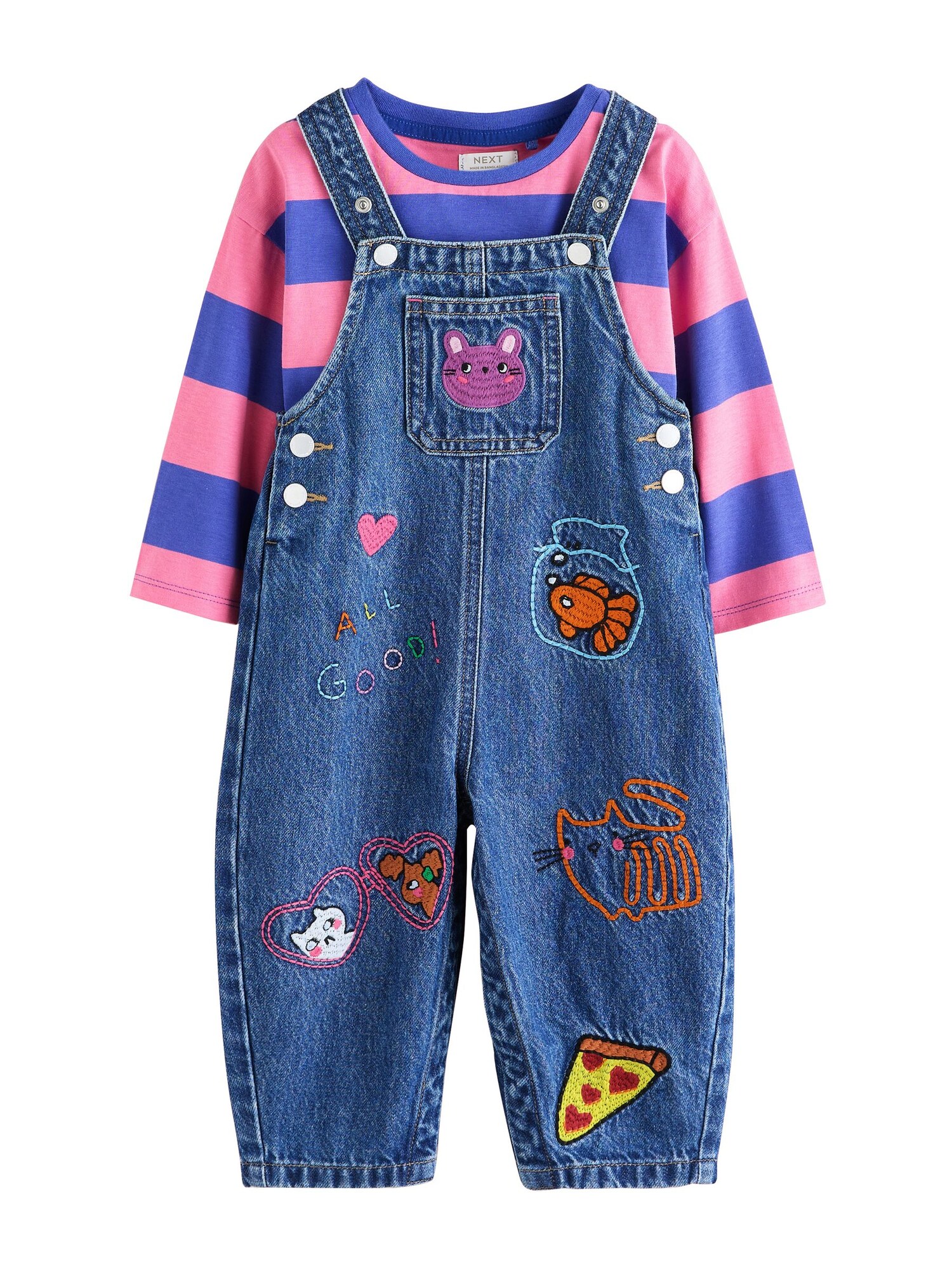 Next Set albastru / albastru denim / roz
