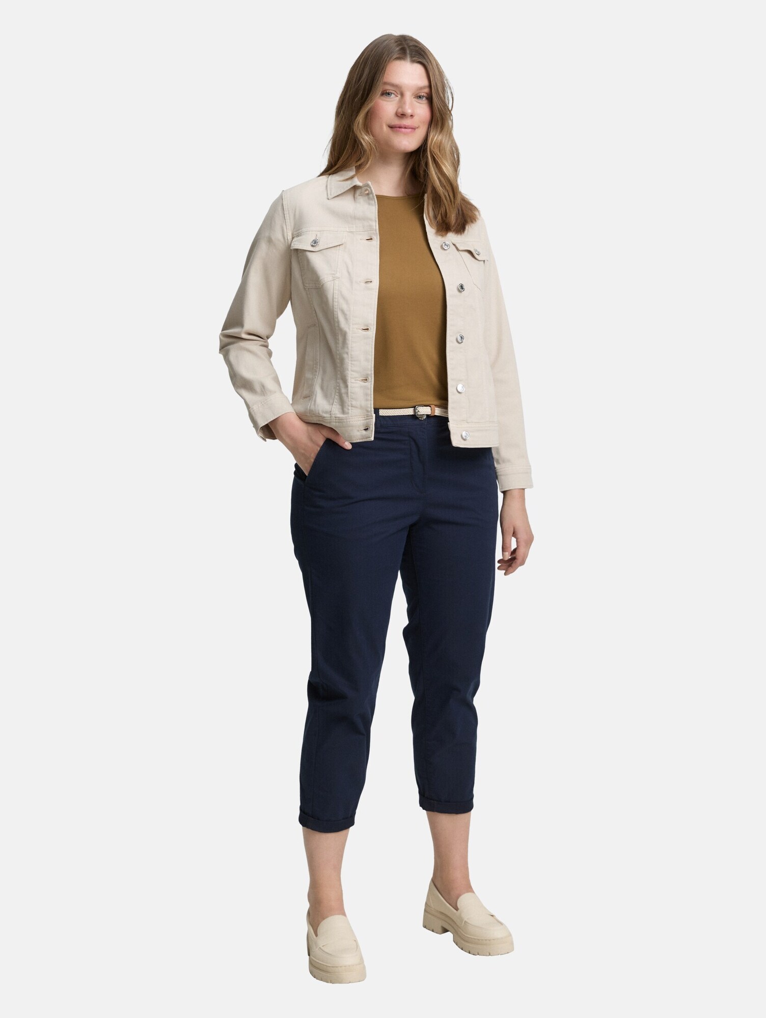 Tom Tailor Women + Chino nadrág  világos bézs / sötétkék termék 2. képe