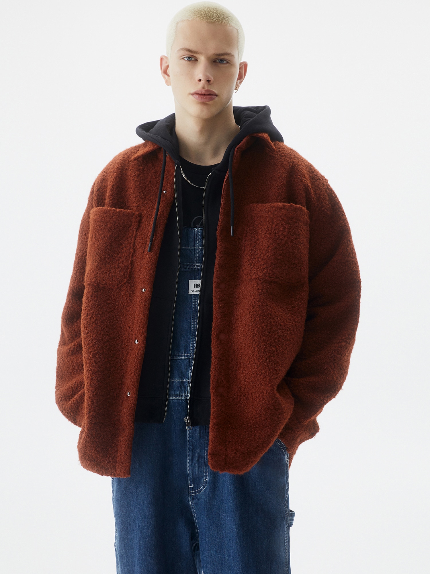Pull&Bear Átmeneti dzseki  gesztenyebarna / fekete / fehér termék 2. képe