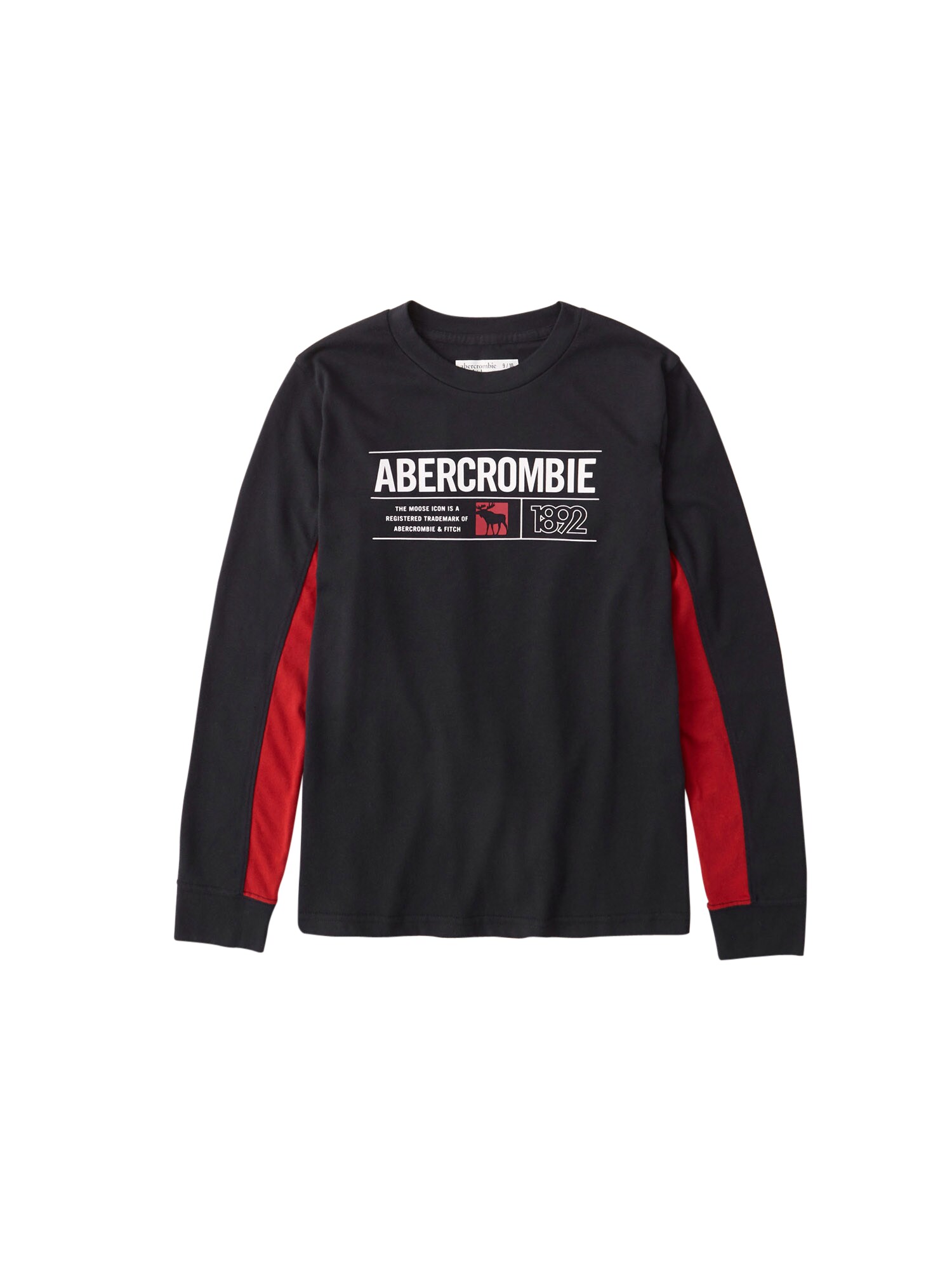 Abercrombie & Fitch Marškinėliai  juoda / ugnies raudona / balta