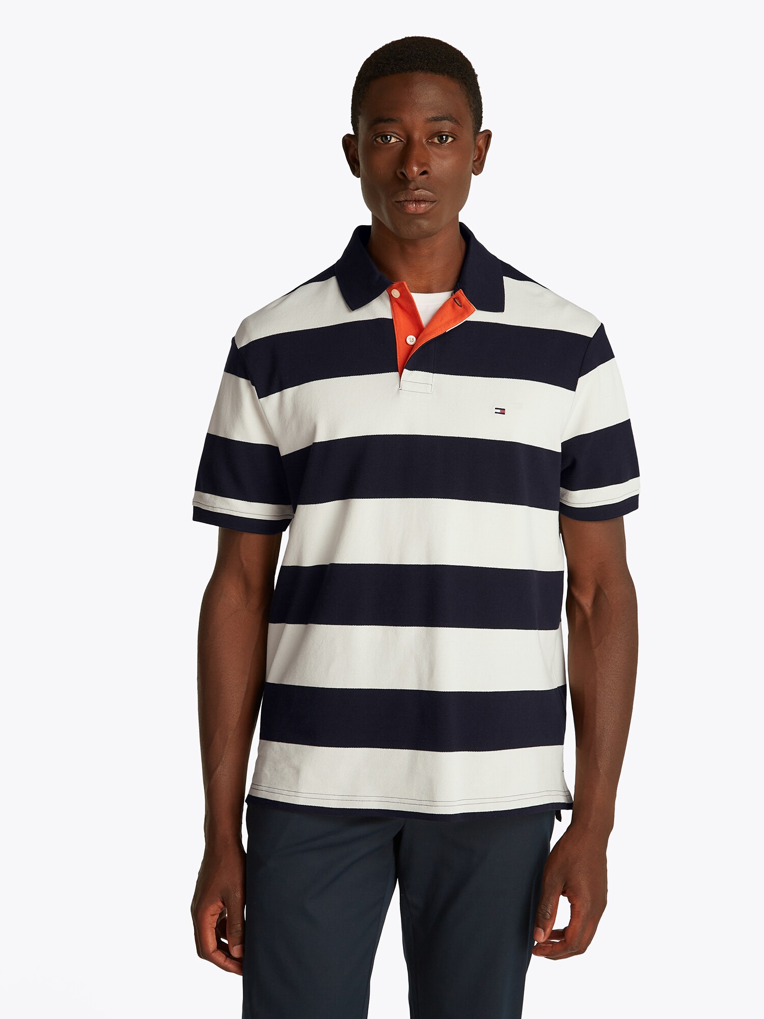 TOMMY HILFIGER Póló  éjkék / narancs / fehér termék 2. képe