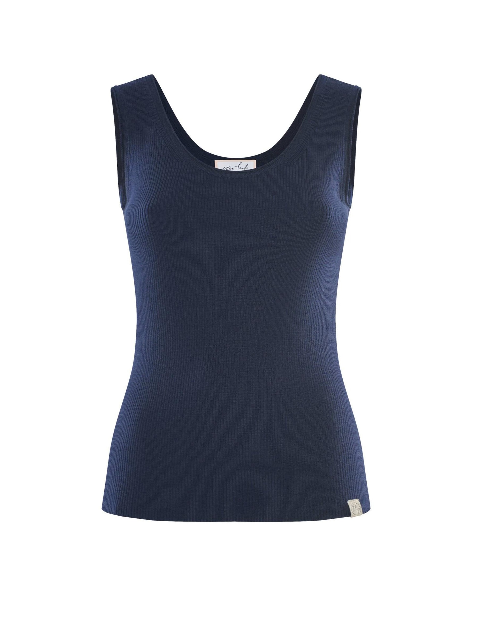 YOU LOOK PERFECT Broderad topp 'TOP BLOSSOM Geripptes Merino Top mit Rundhals' dam