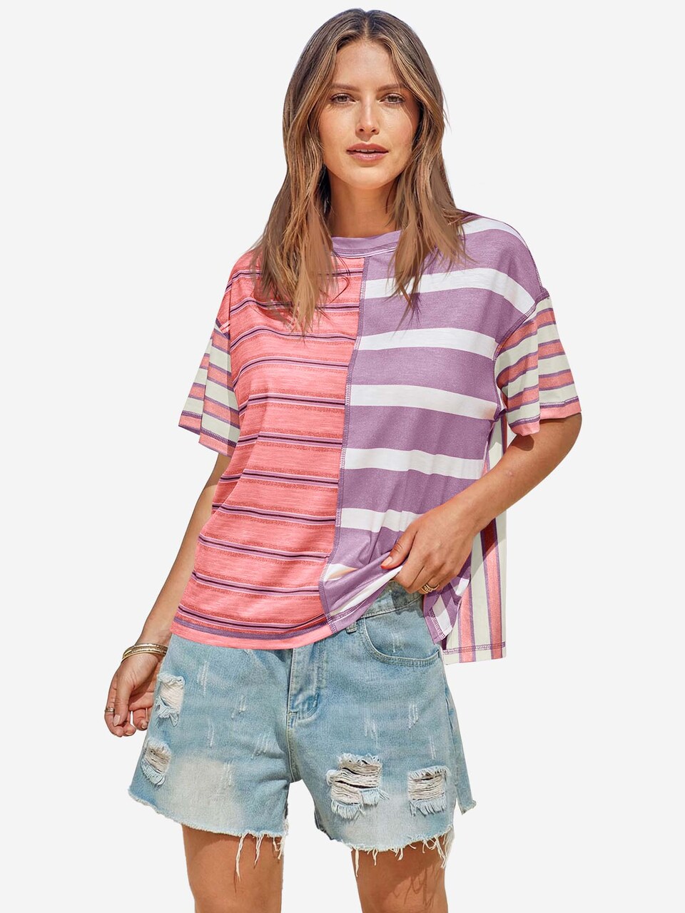 T-shirt lila / lavendel / ljusröd