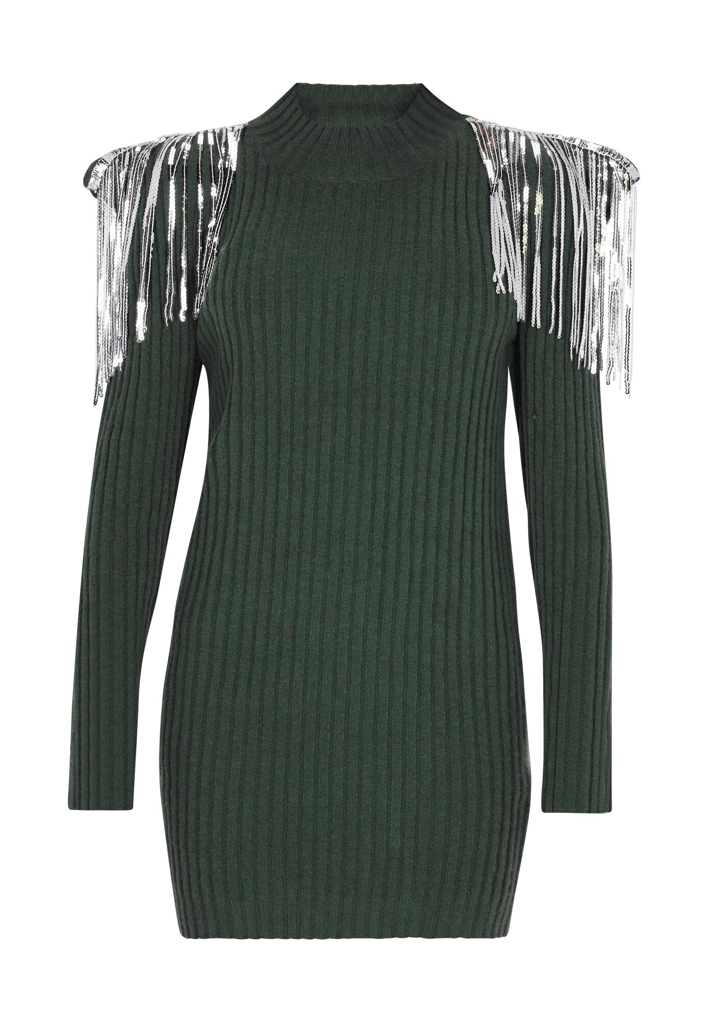 faina Vestido de punto  verde oscuro / plata