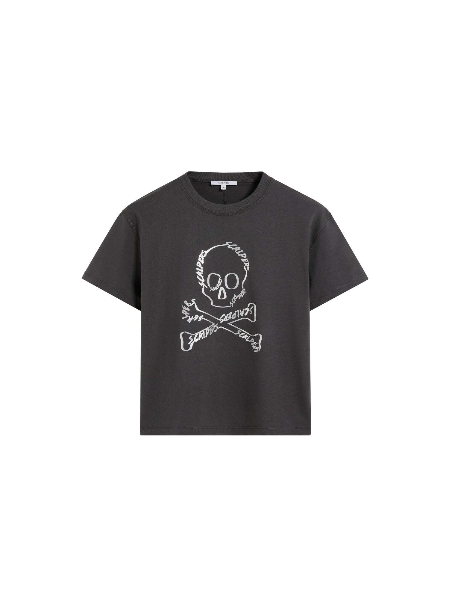 Scalpers Tricou  gri închis / alb