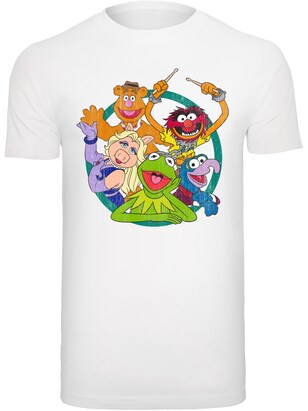 F4NT4STIC Shirt ‘Disney The Muppets Group Circle’ Donkerblauw / Groen / Oranje / Wit