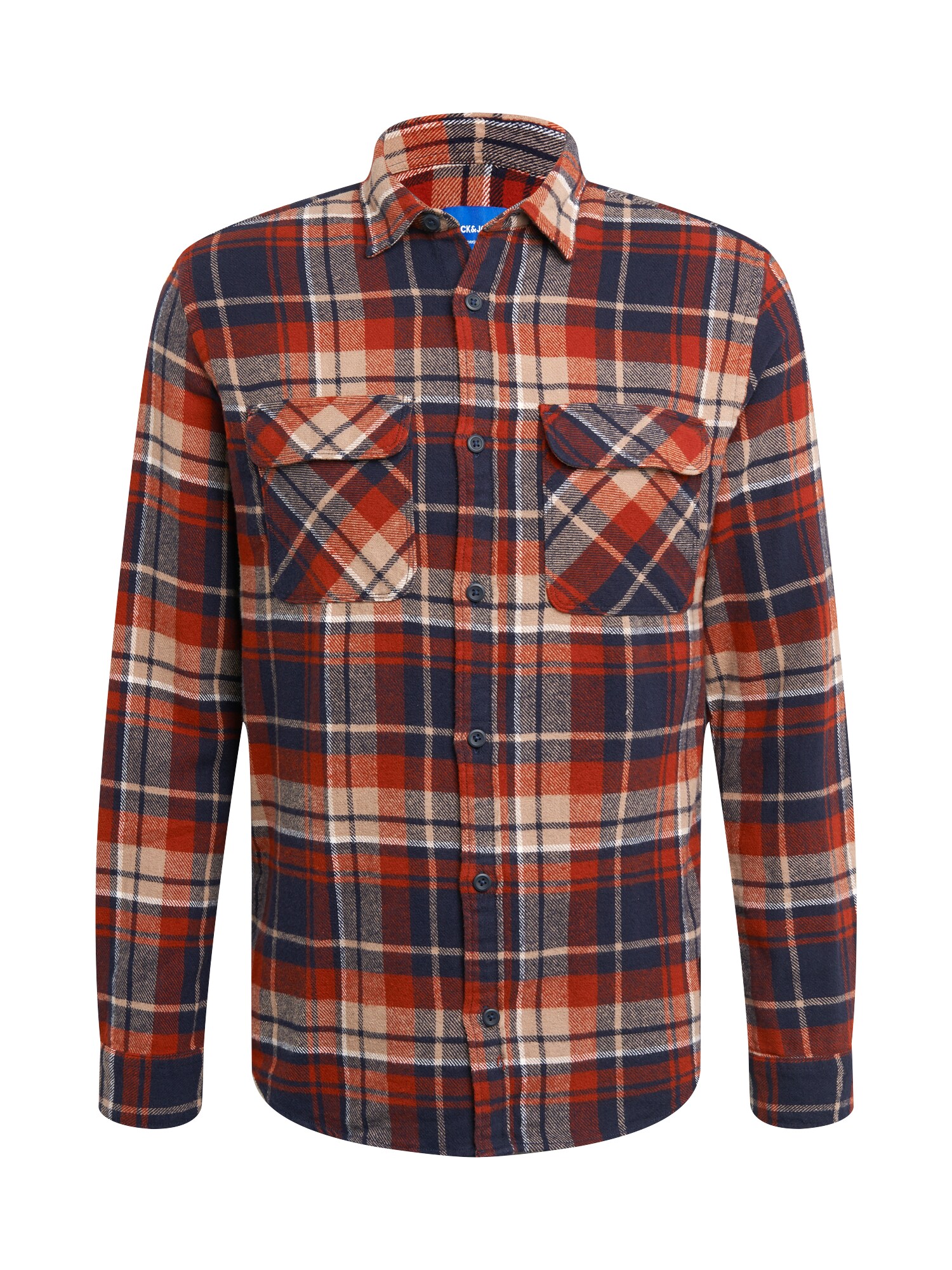 JACK & JONES Dalykiniai marškiniai 'JONAS'  tamsiai mėlyna / rūdžių raudona / smėlio