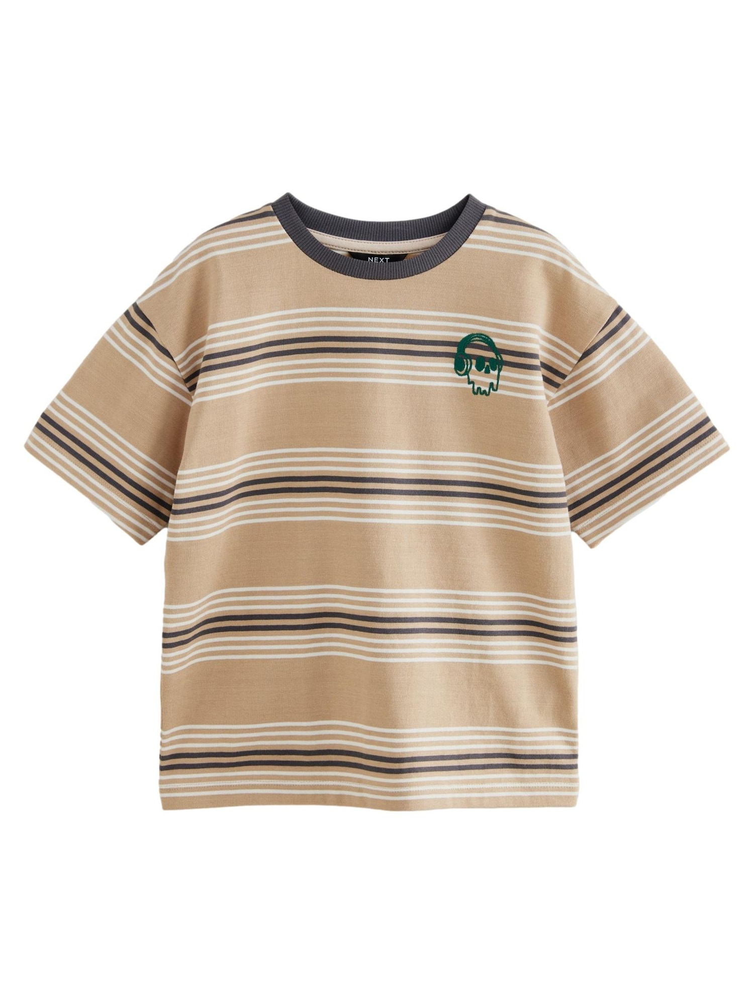 Next Tricou  bej închis / negru / alb