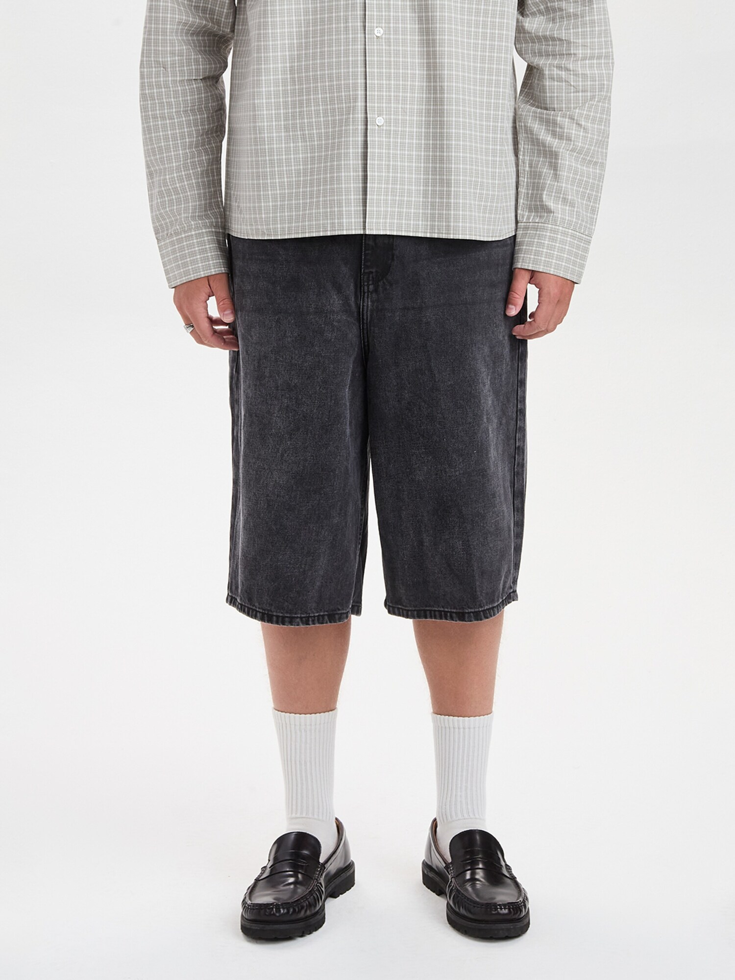 Dxnmxrk Jeans 'DXHarri Black Wide Fit Denim Shorts' nero denim