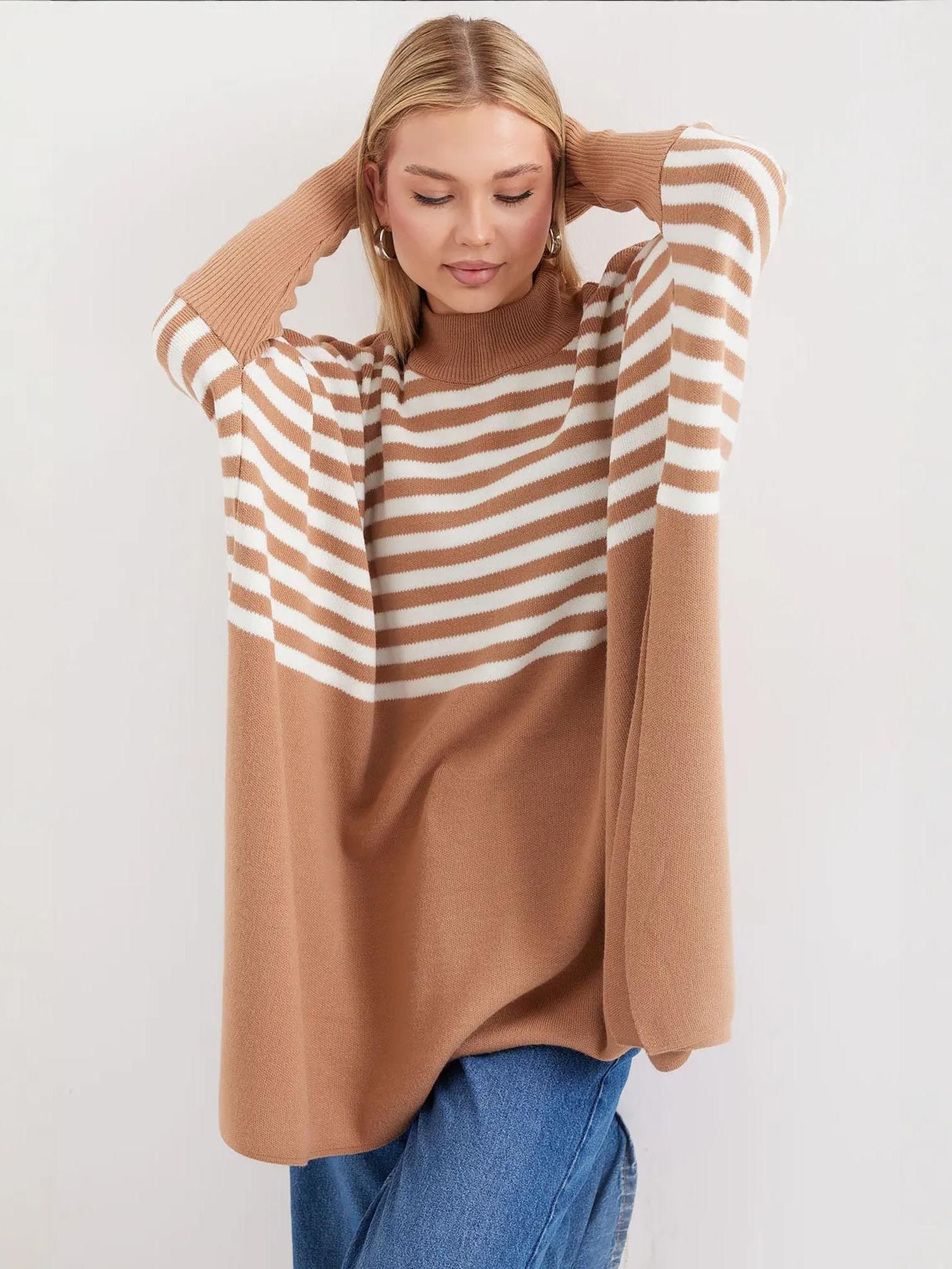 Bigdart Pulover boja devine dlake (camel) / bijela