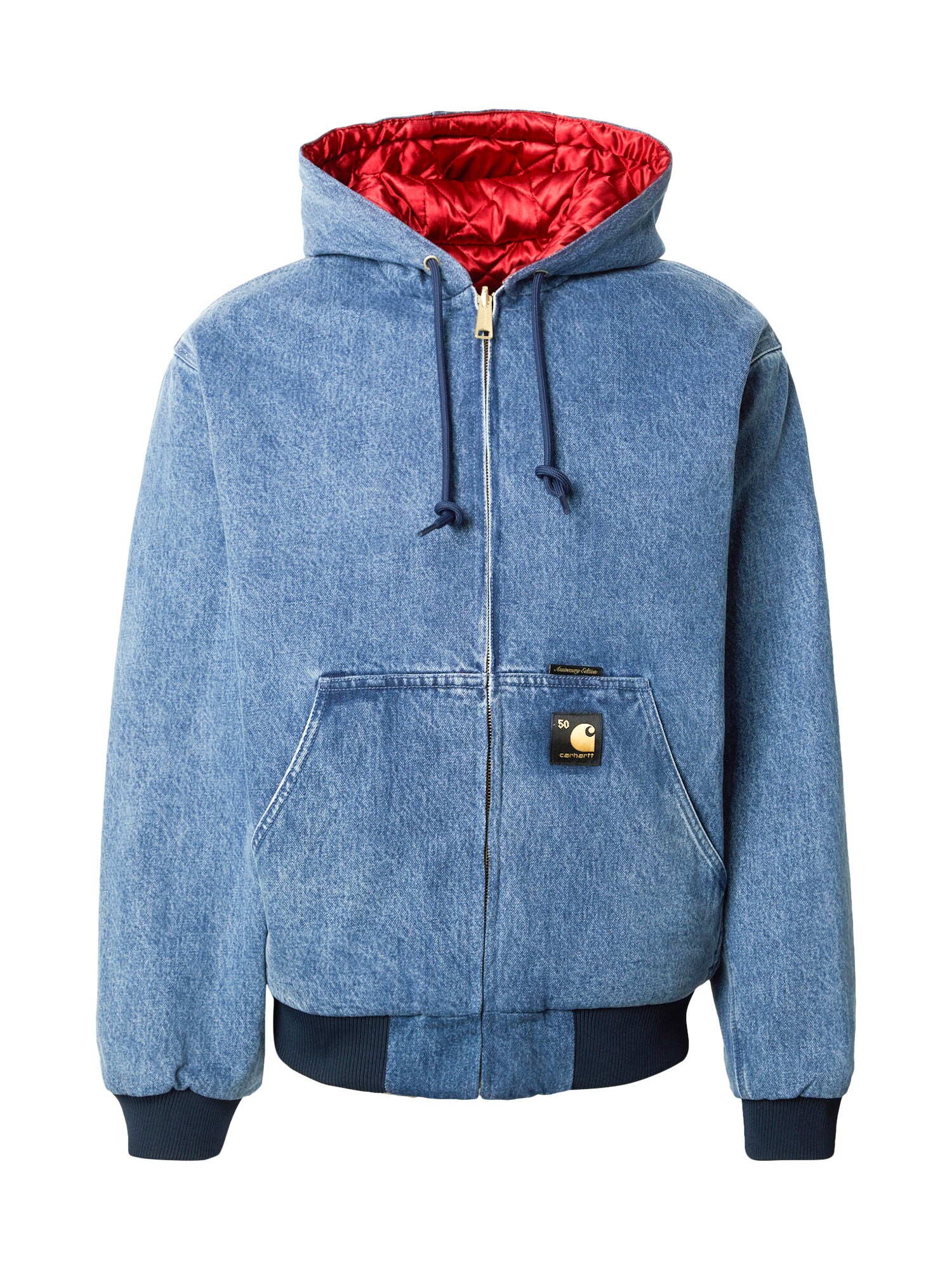 Carhartt WIP Geacă de primăvară-toamnă  albastru denim / roșu cranberry / alb