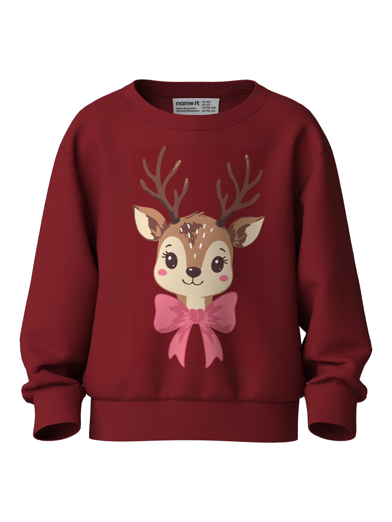 NAME IT Bluză de molton NMFVERTRUD brocart / roz pal / roşu închis