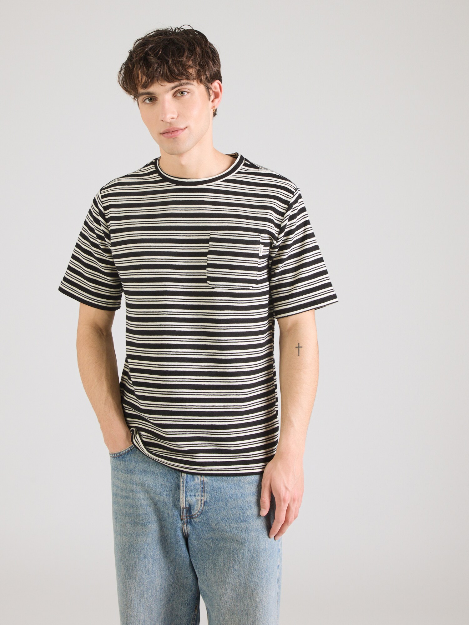 INDICODE JEANS Tričko  čierna / prírodná biela (obrázok 3)
