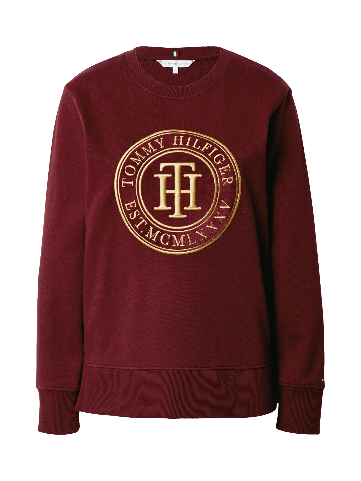 TOMMY HILFIGER Megztinis be užsegimo  vyšninė spalva / auksas