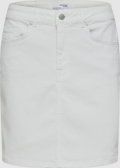 Selected Femme Svava Mid Rise White Denim Skirt
