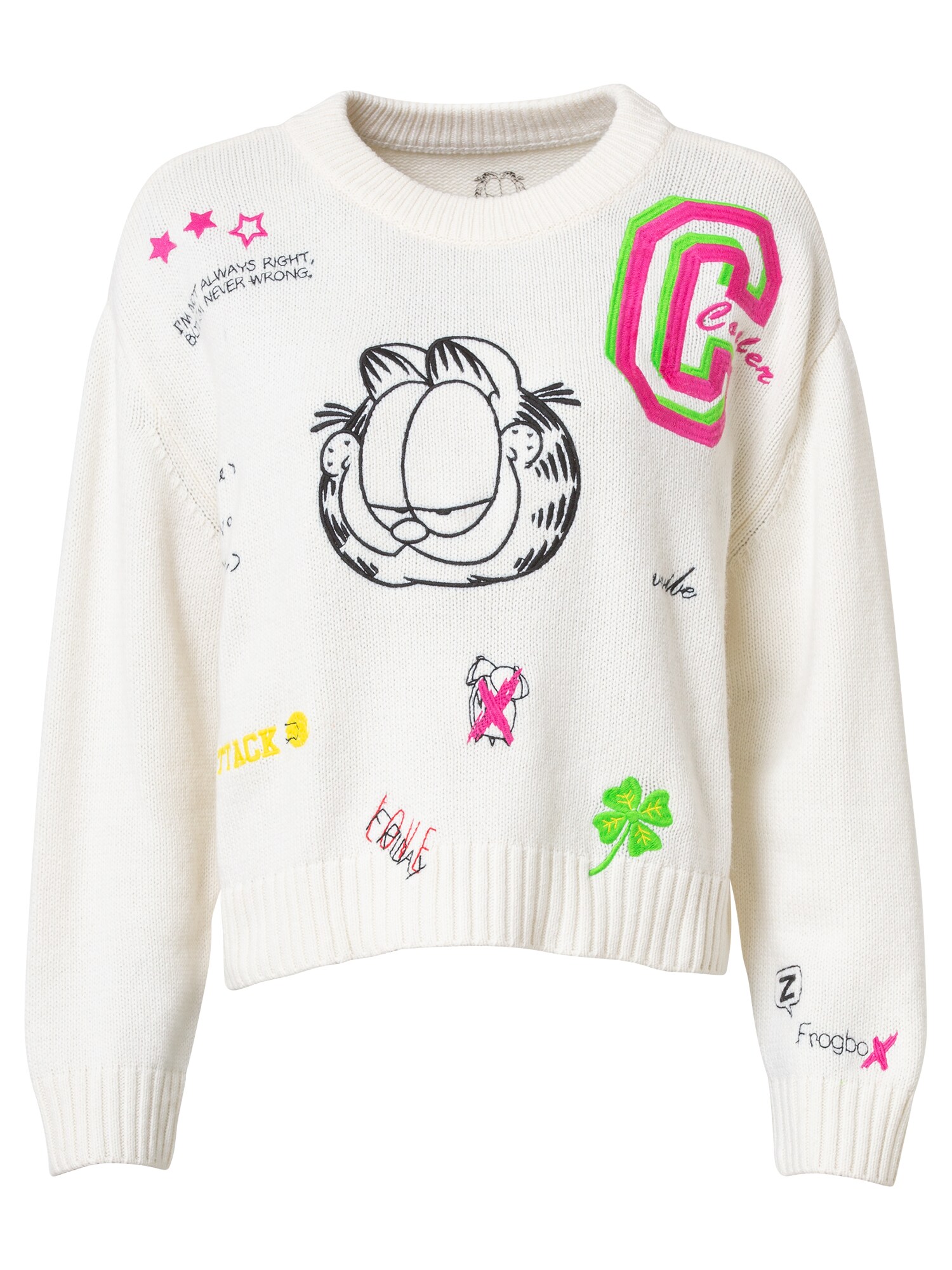 Frogbox Pullover 'Garfield'  verde / amora / preto / offwhite