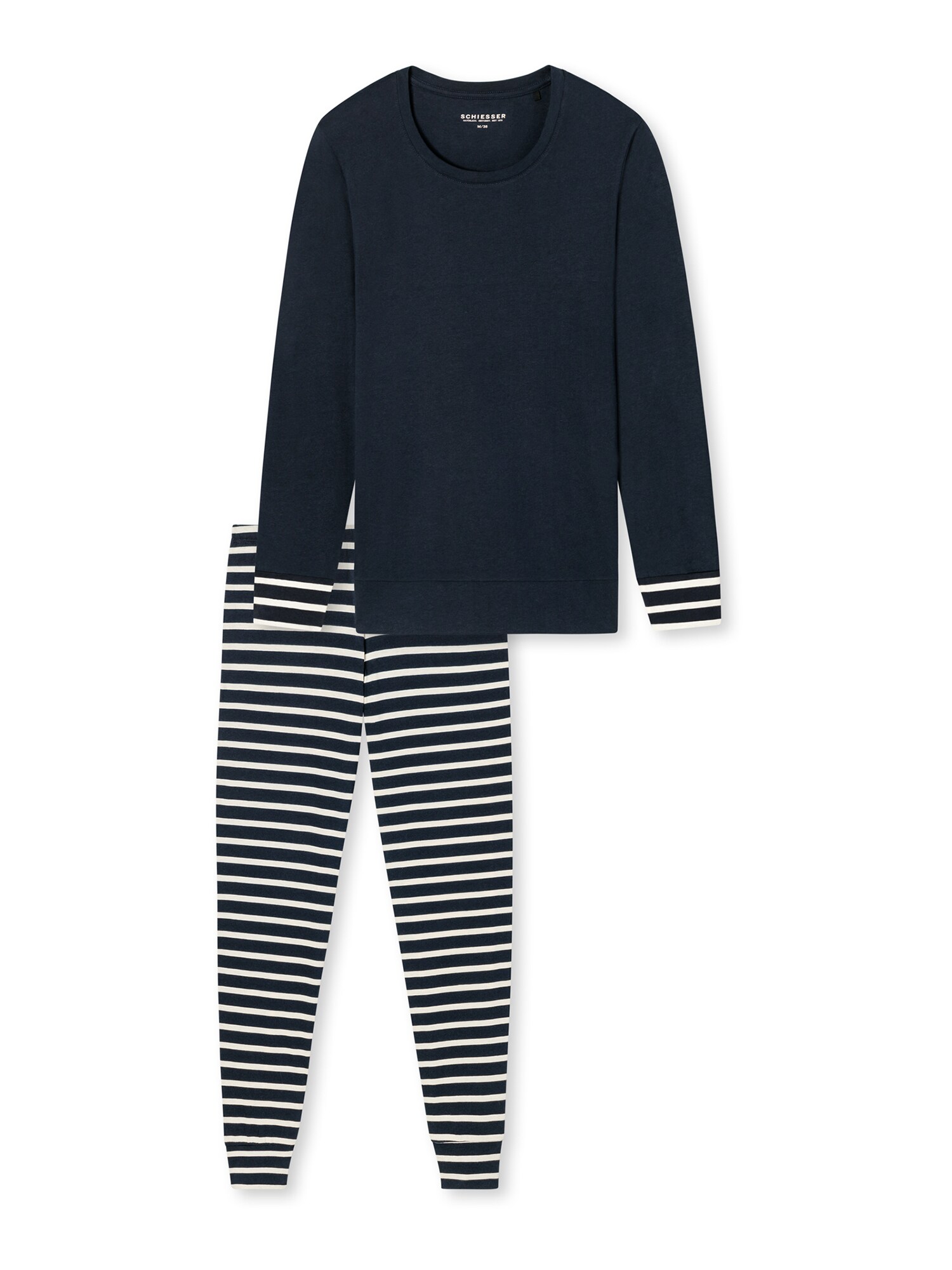 Schiesser Pyjama 'Casual Essentials' Nachtblauw / Wit