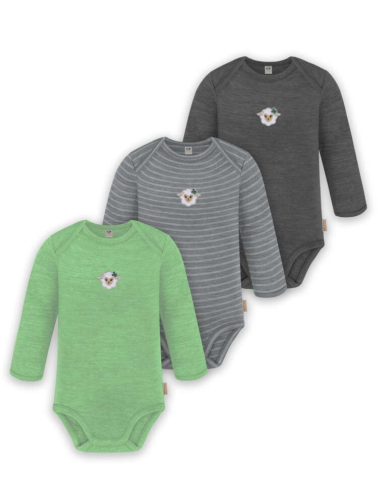 normani Strampler/Body 'Auckland' Jungen Größe 98 beige / anthrazit / grün / weiß