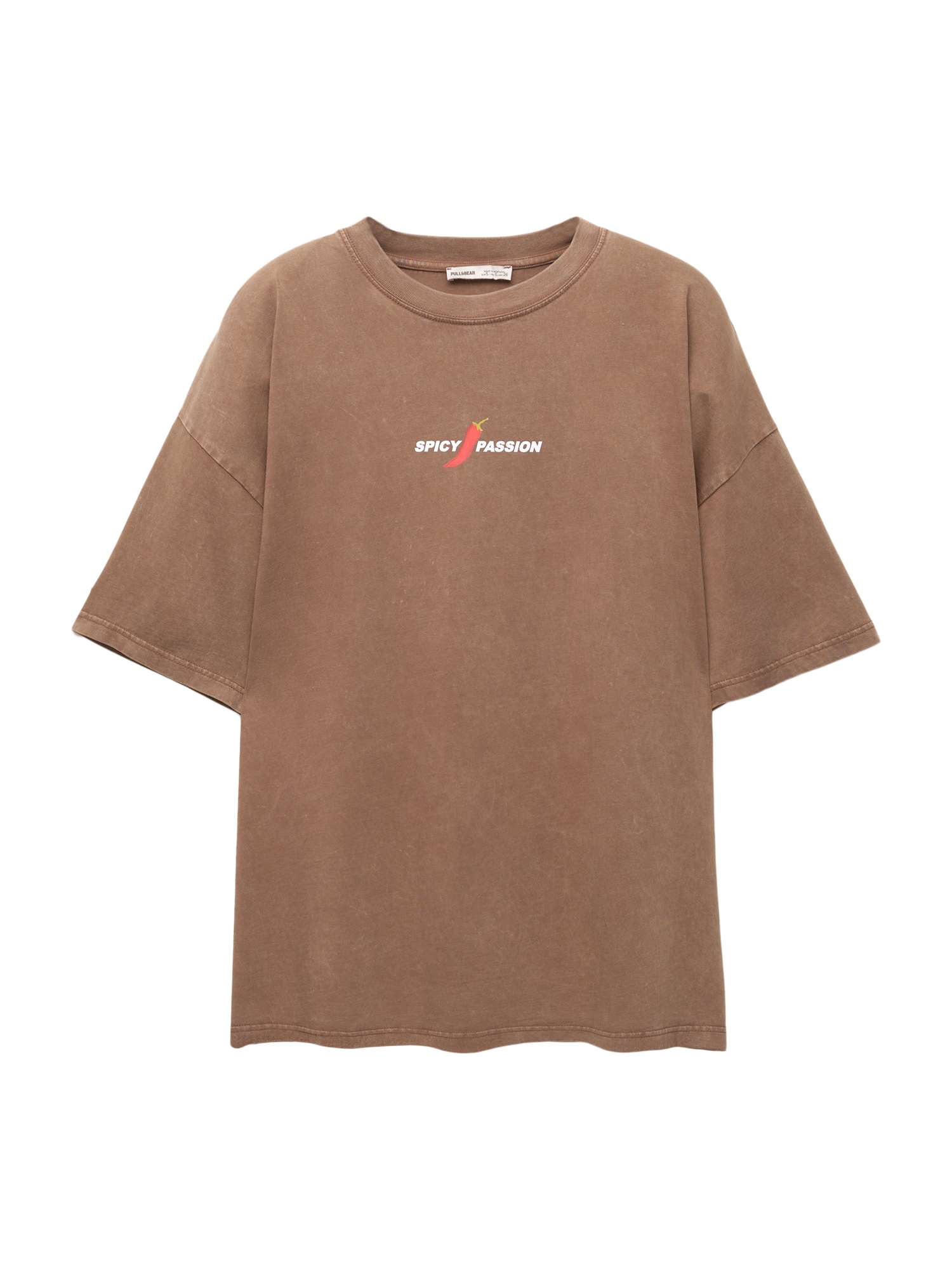Pull&Bear Oversize póló 'SPICY'  pezsgő / barna / rikító piros / fehér akciós termékkép 1
