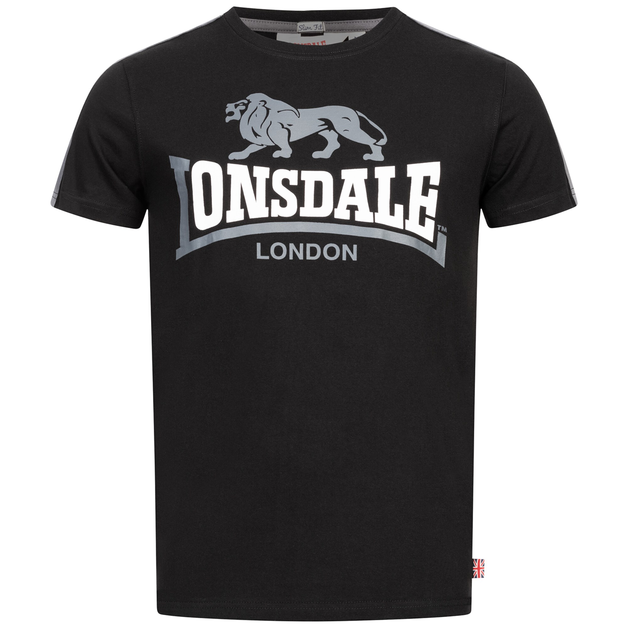 LONSDALE Póló 'Bulverhythe'  szürke / fekete / fehér akciós termékkép 1