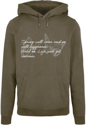 Merchcode Sweatshirt ‘Spring Saying’ Groen gemêleerd / Wit