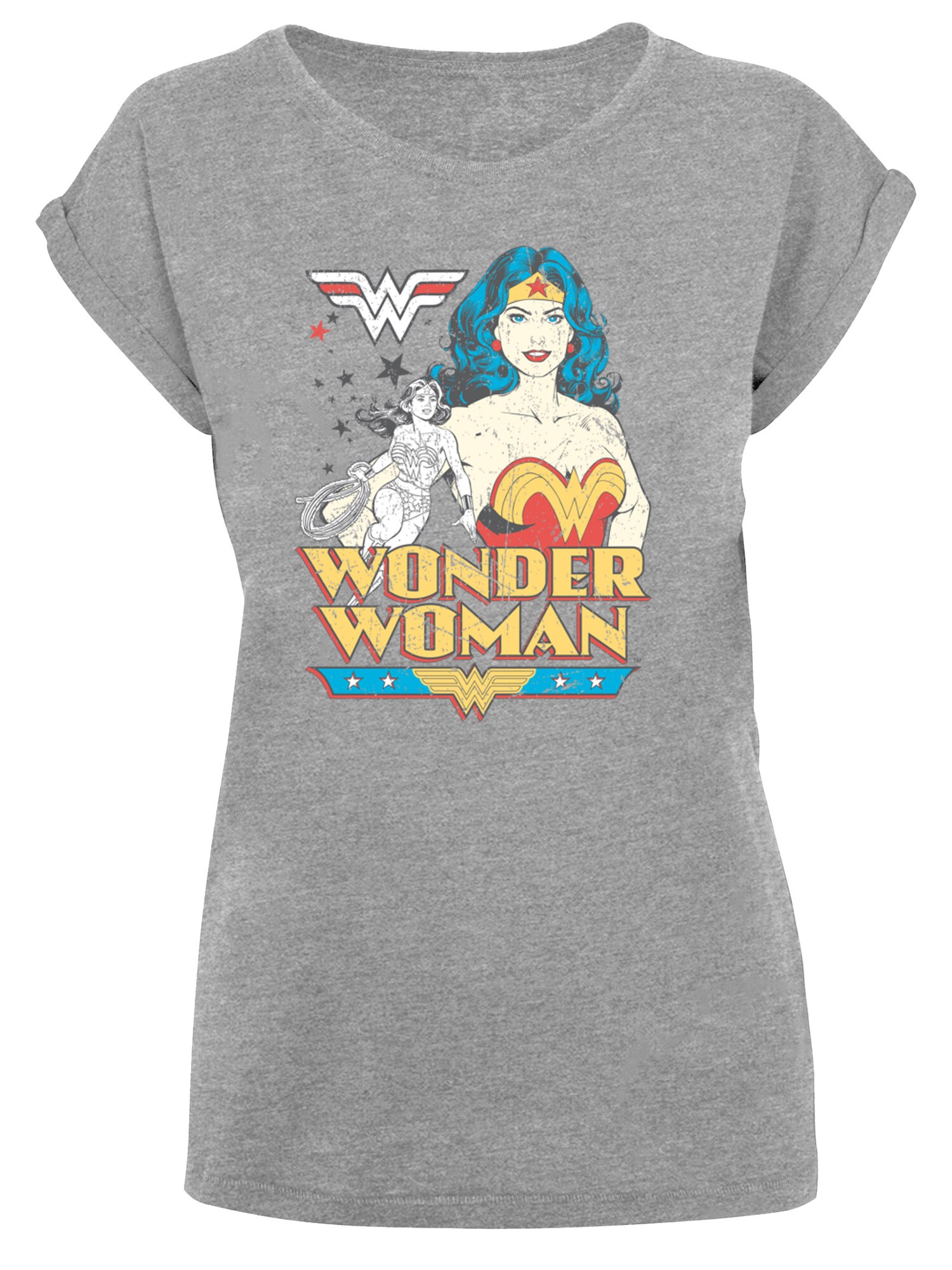 F4NT4STIC Tričko 'DC Comics Superhelden Wonder Woman Posing'  sivá melírovaná / zmiešané farby