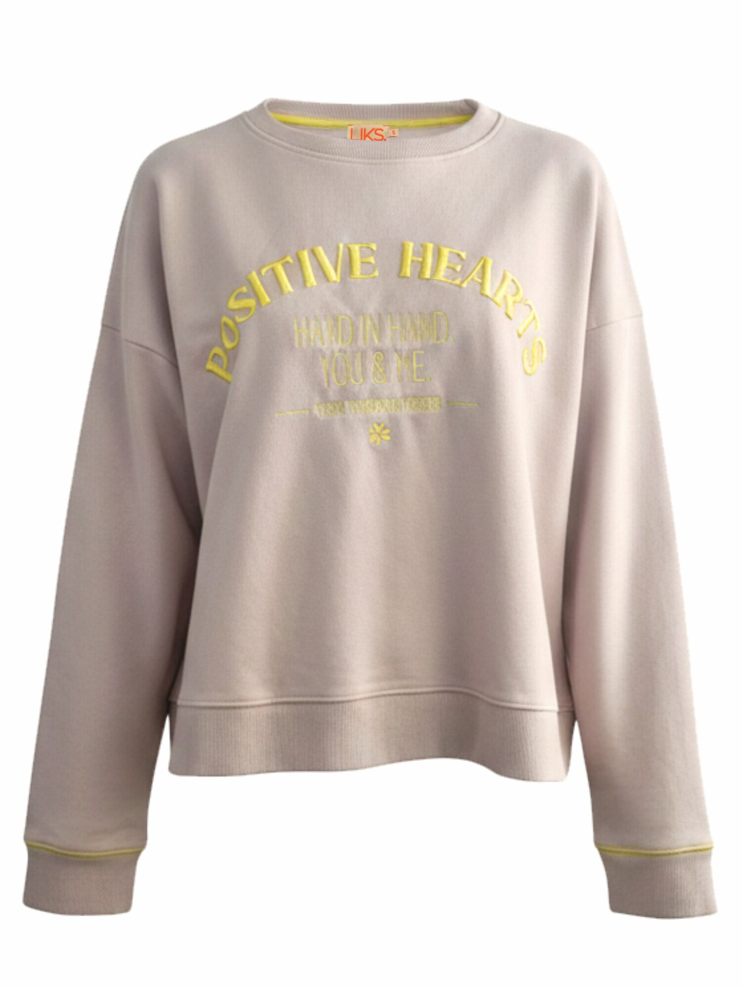 LIKS. Munich Sudadera 'Sweatpullover mit Stickerei Positiv Hearts - SelinaC' beige