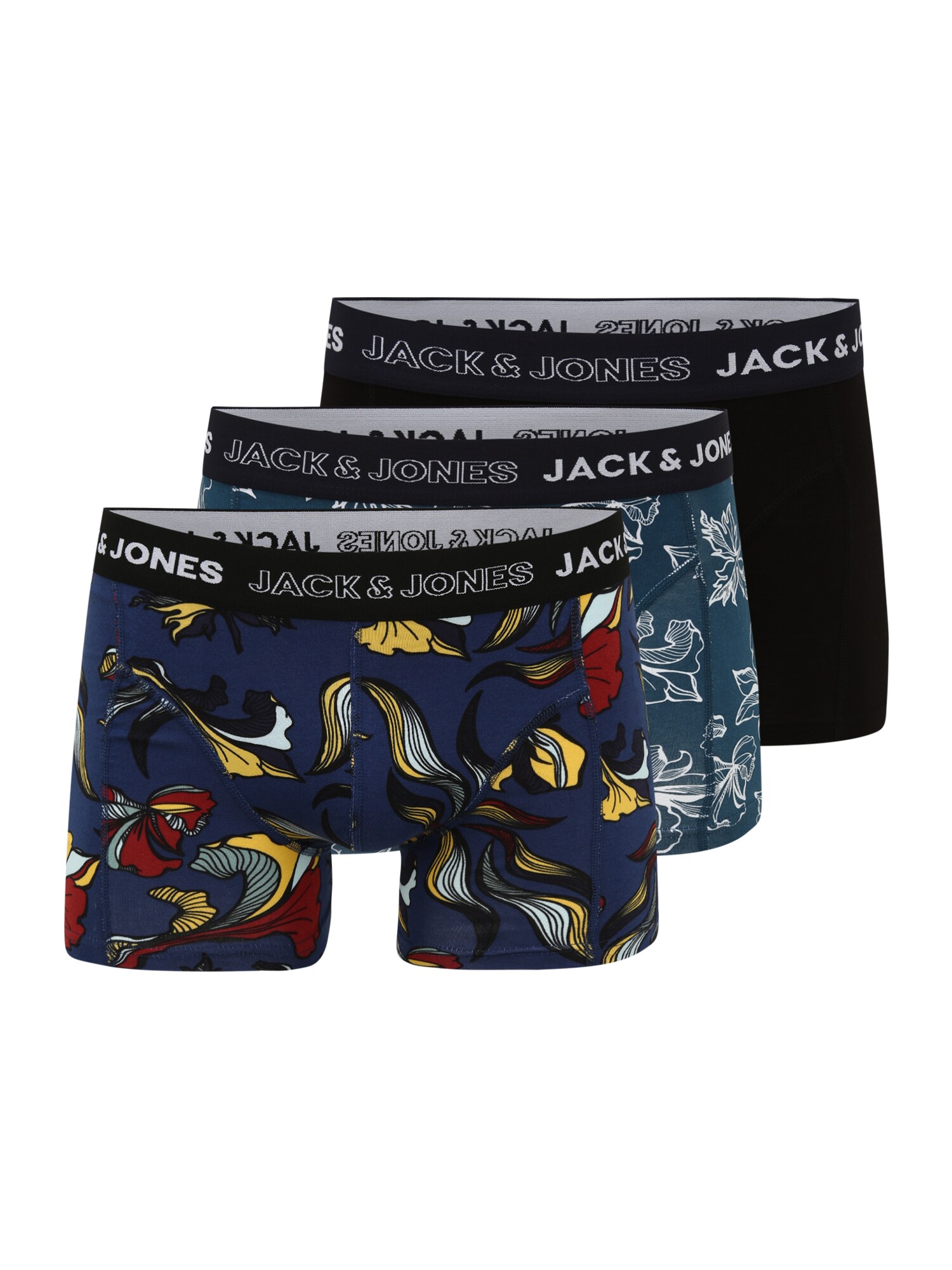JACK & JONES Boxer trumpikės  tamsiai mėlyna / pastelinė mėlyna / juoda / geltona / balta