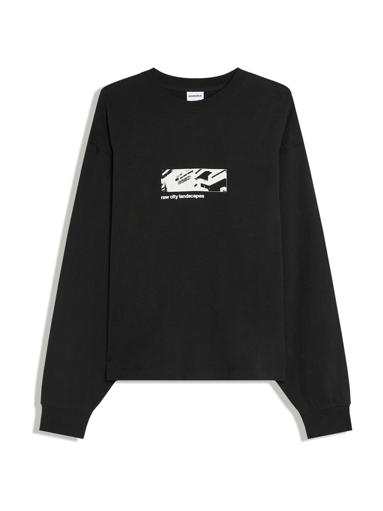 Bershka Sweater majica siva / crna / bijela