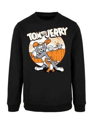 F4NT4STIC Sweatshirt ‘Tom And Jerry Play Baseball’ Oranje / Zwart / Wit