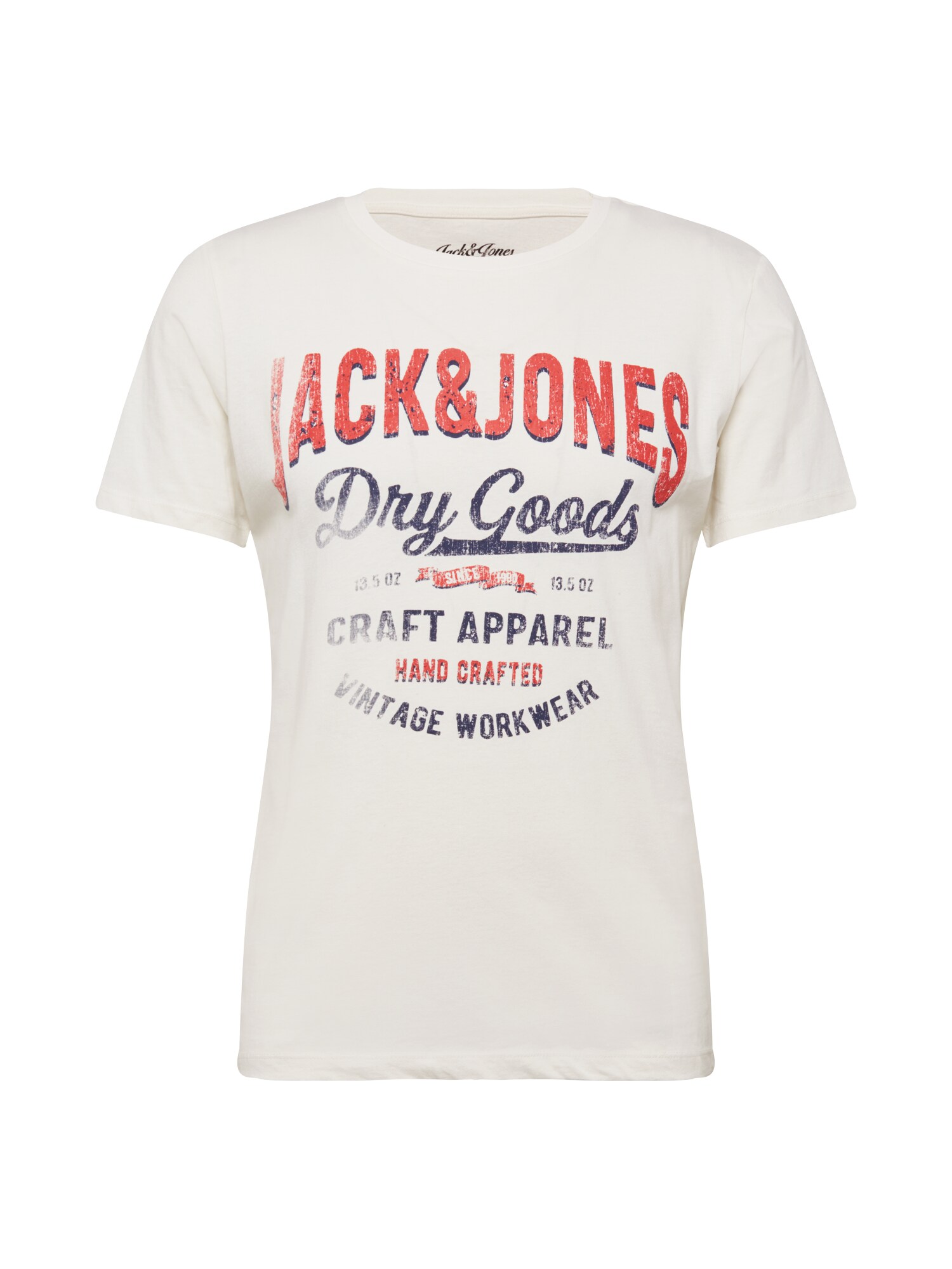 JACK & JONES Marškinėliai  balkšva / raudona / tamsiai mėlyna