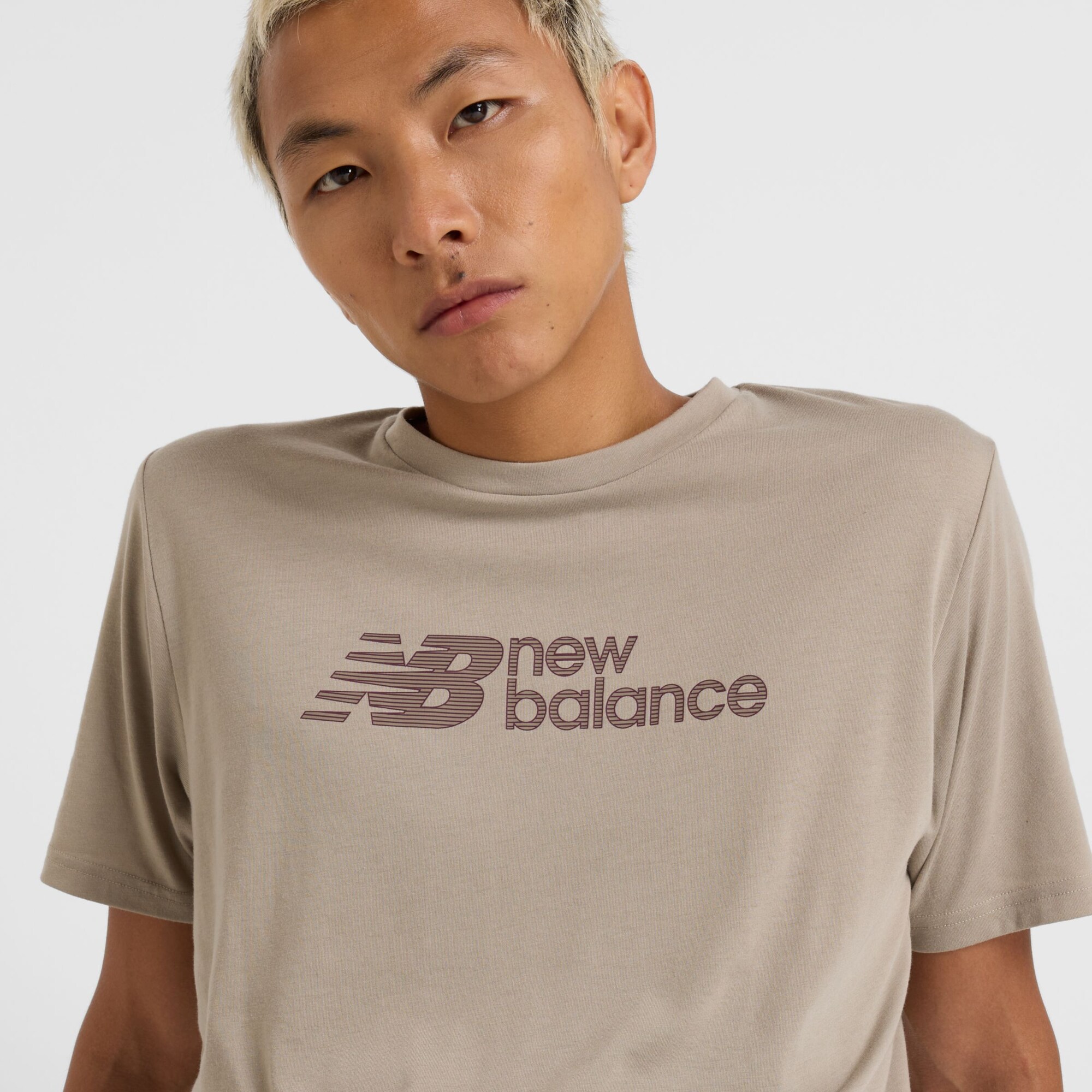 New balance Camiseta 'Heathertech Linear'  piedra / gris oscuro – imagen 4