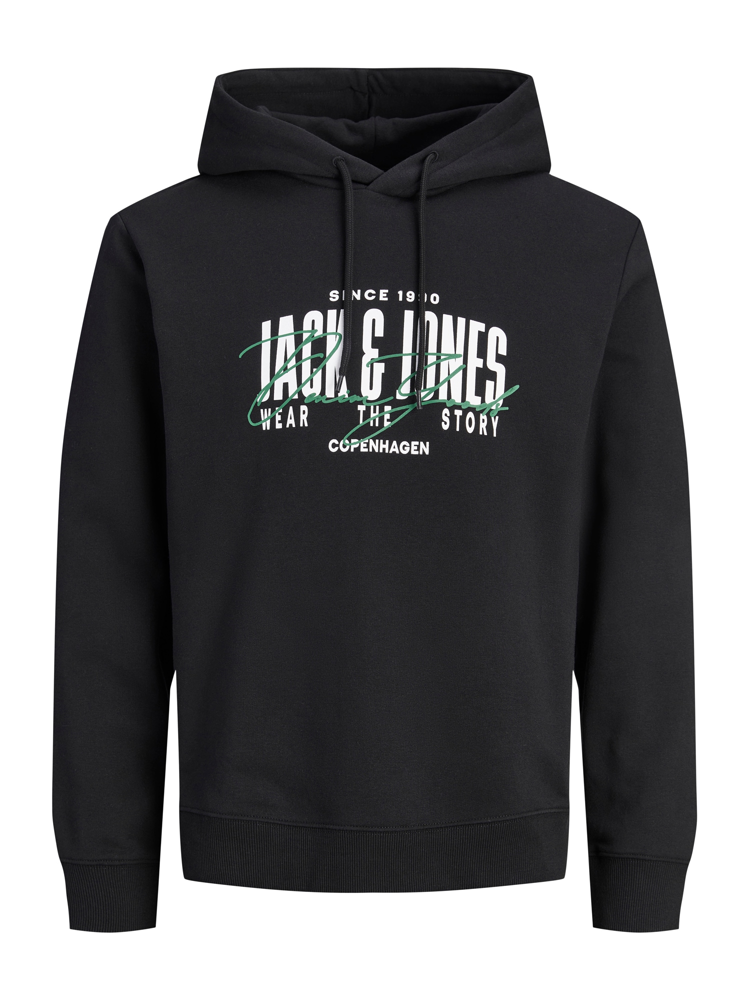 JACK & JONES Bluză de molton JJAERO verde smarald / negru / alb