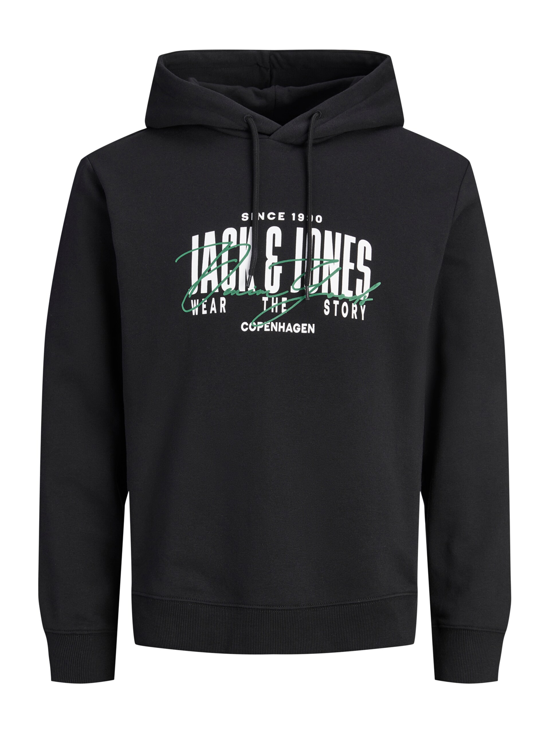 JACK & JONES Sweatshirt 'JJAERO' smaragd / svart herr