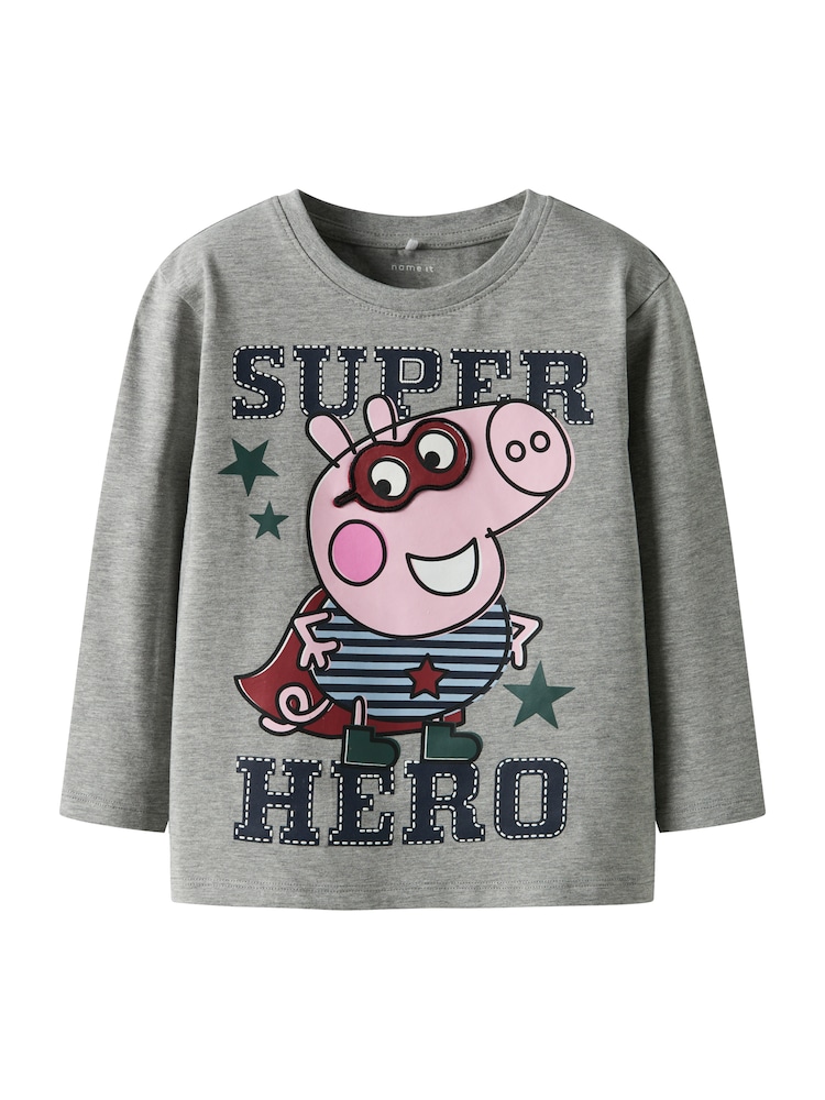 NAME IT Shirt 'NMMOtto Peppa' Jungen Größe 104 navy / graumeliert / rosa / dunkelrot