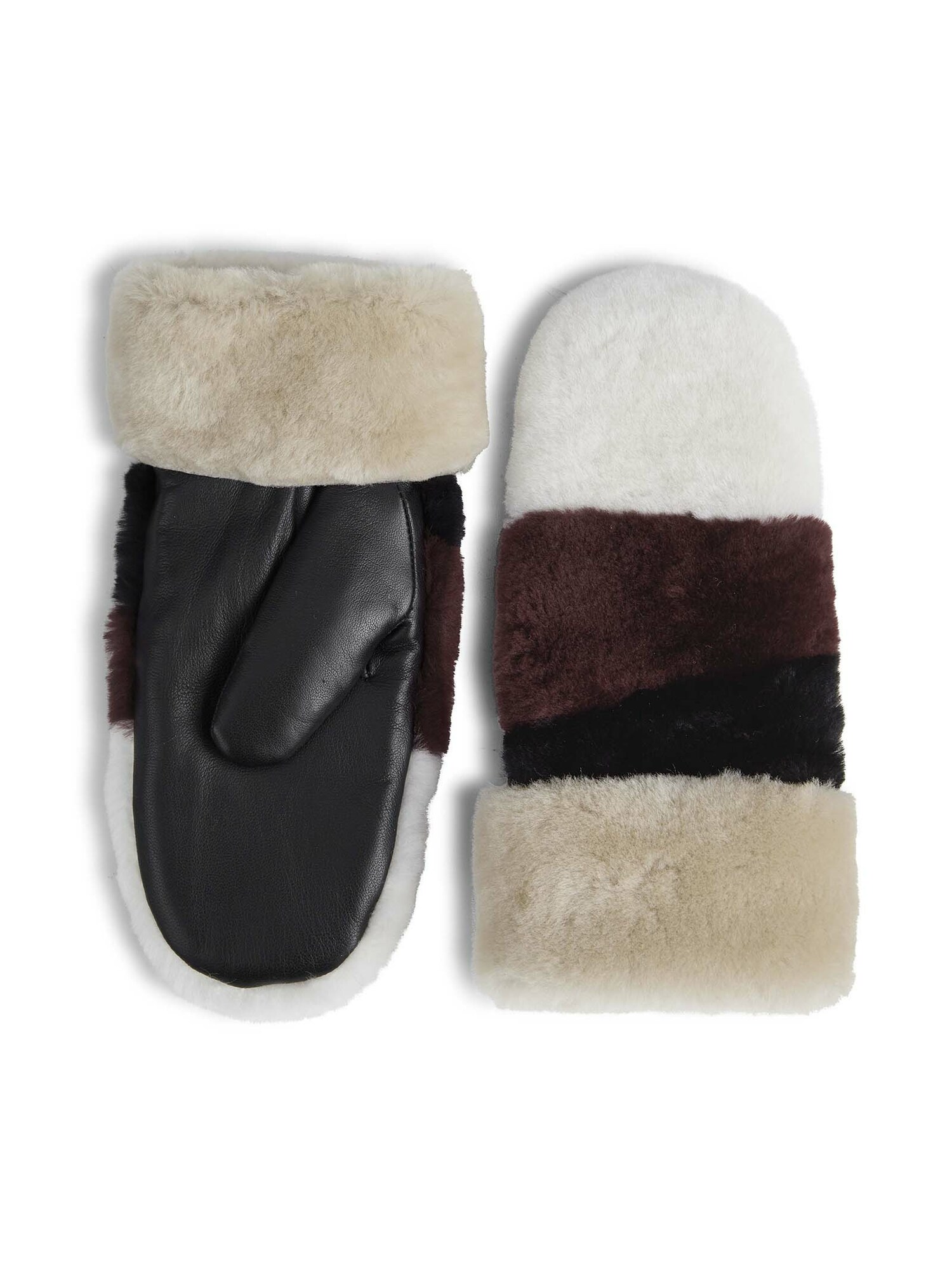 MARKBERG MARKBERG Fäustlinge 'Catty' dunkelbeige / burgunder / schwarz / offwhite