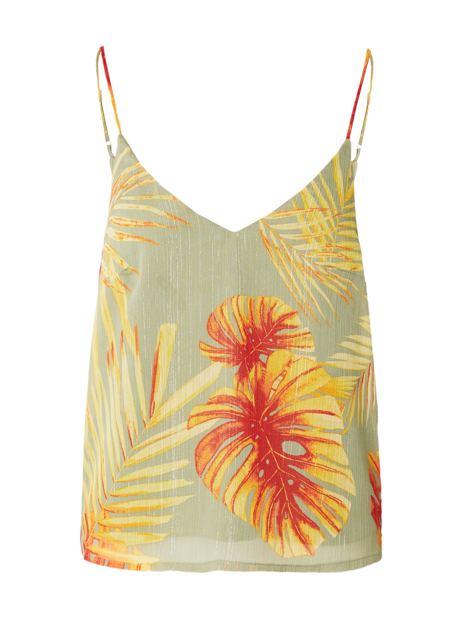 VILA Bluză FLORI  galben pastel / verde / portocaliu deschis / roșu cireș