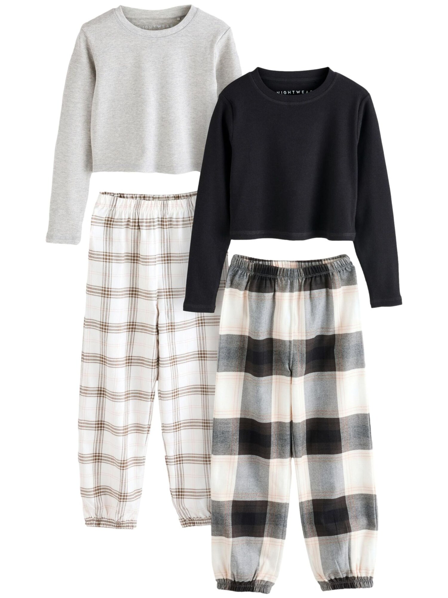 Next Pijamale  gri / negru / alb