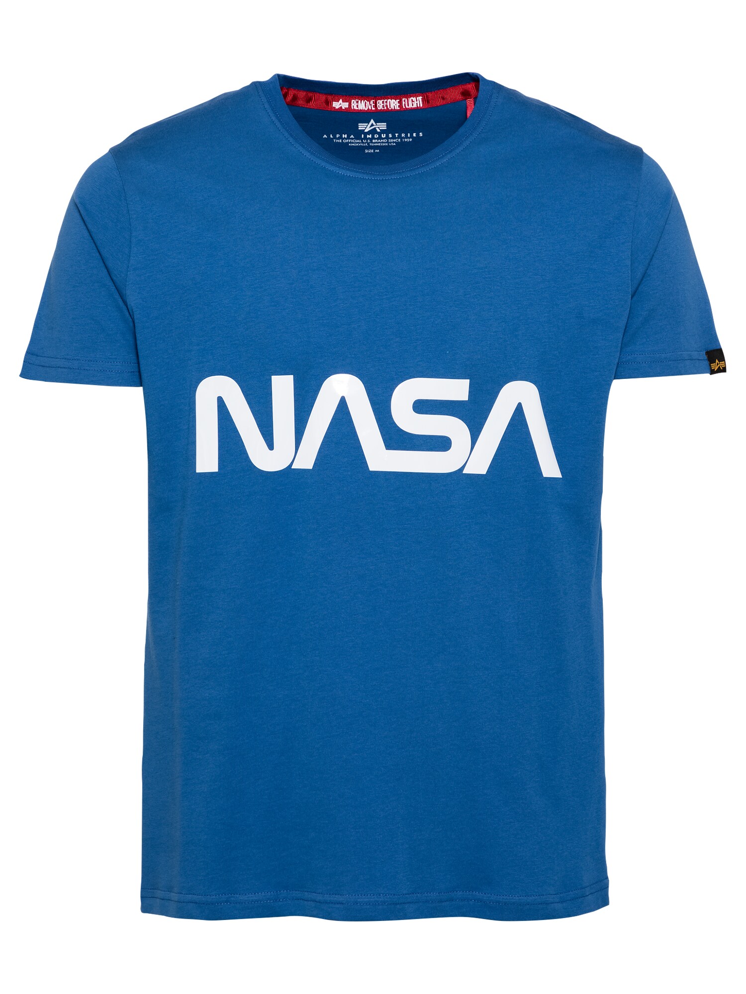 ALPHA INDUSTRIES Marškinėliai 'NASA'  balta / mėlyna