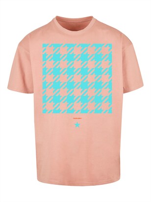 F4NT4STIC Shirt ‘Hahnentritt’ Turquoise / Koraal