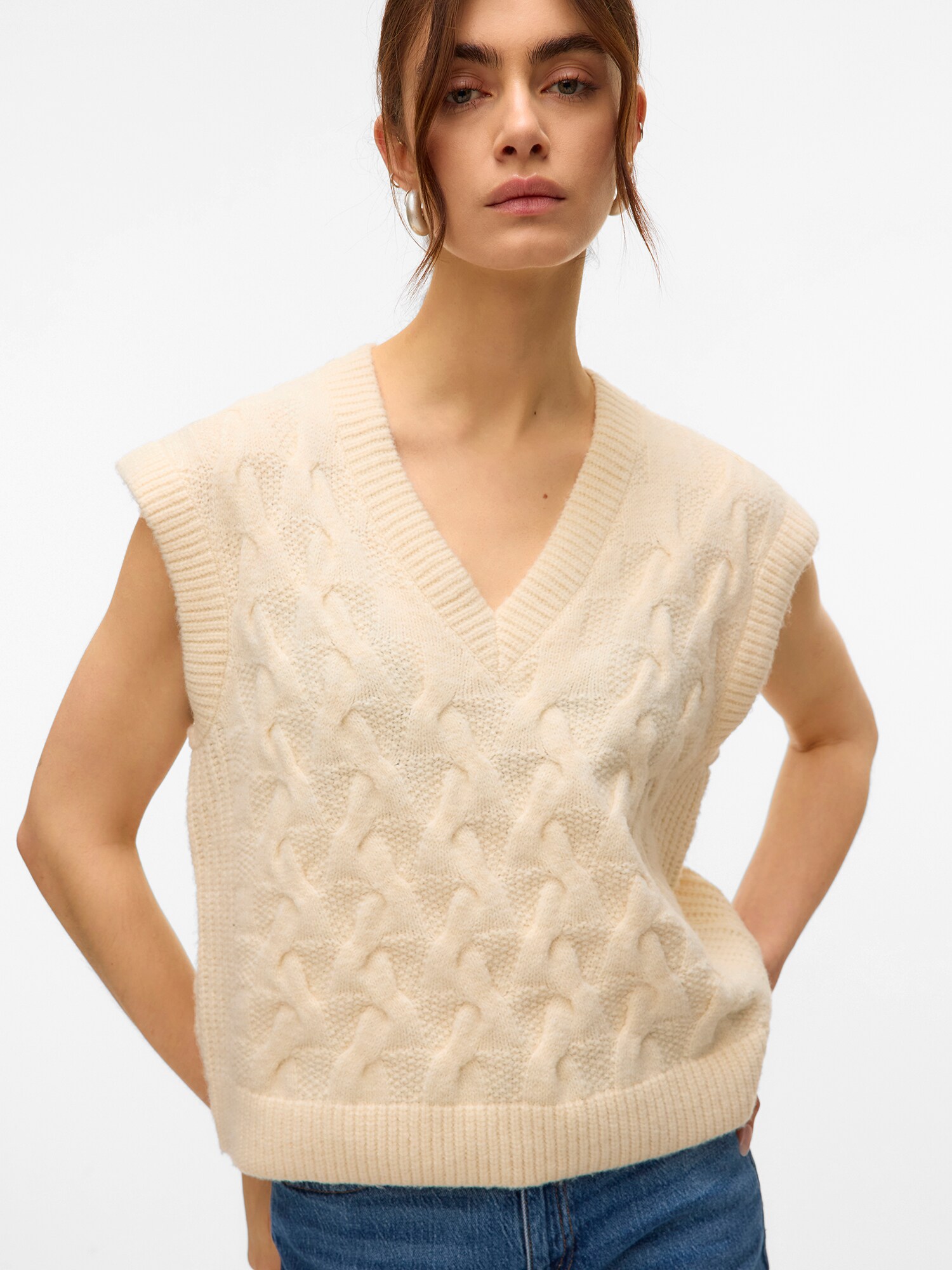 VERO MODA Sveter piesková (obrázok 6)